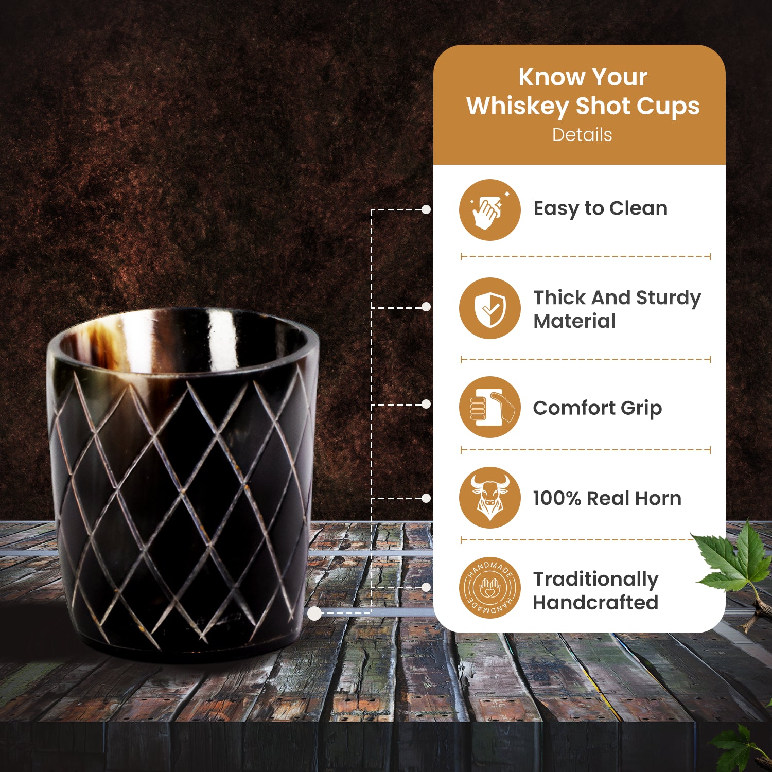 Horn Whiskey Shot Glasses Pack (4,8 & 12) – Hold Up to 6.5oz, Crisscross - Image 6
