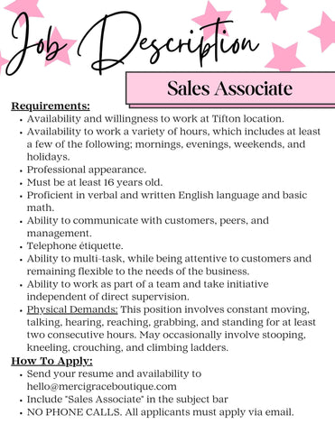 Job Description: Sales Associate