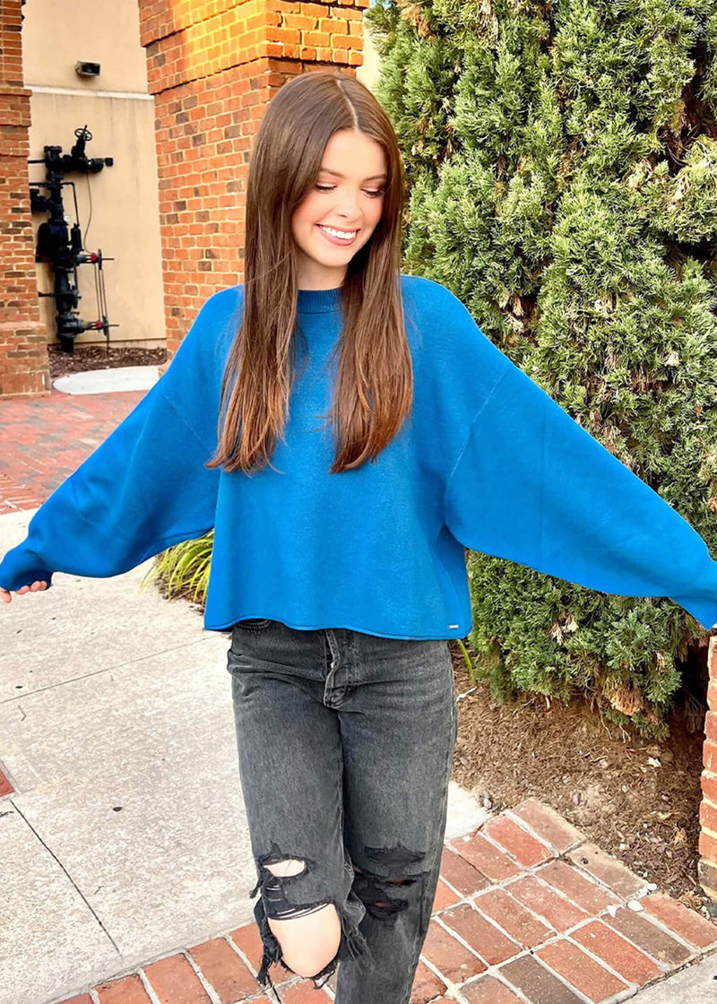 As She Should Sweater - Royal Blue - MerciGrace Boutique