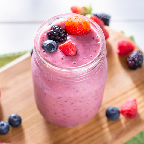 Very berry smoothie made with SweetLeaf sweet drops coconut