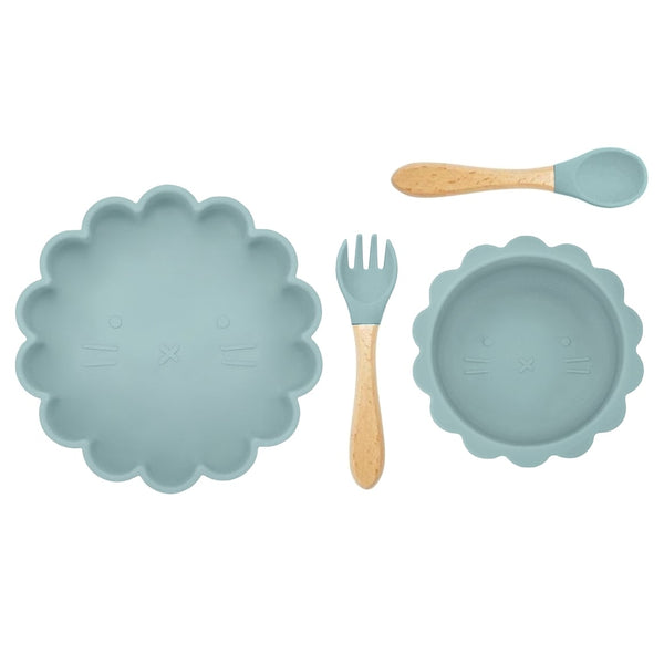 Coffret Repas Assiette Bol A Ventouse En Silicone Et Duo De Couver Bambin Au Naturel