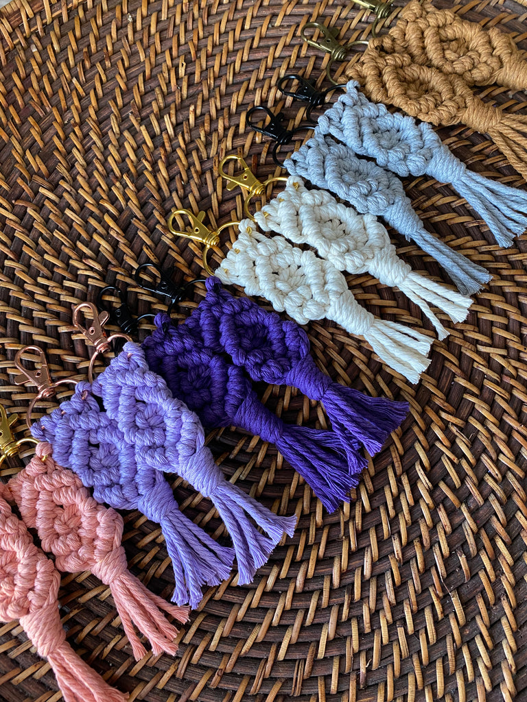 HunnybearHandmades Macrame Twisted Wristlet Keychain