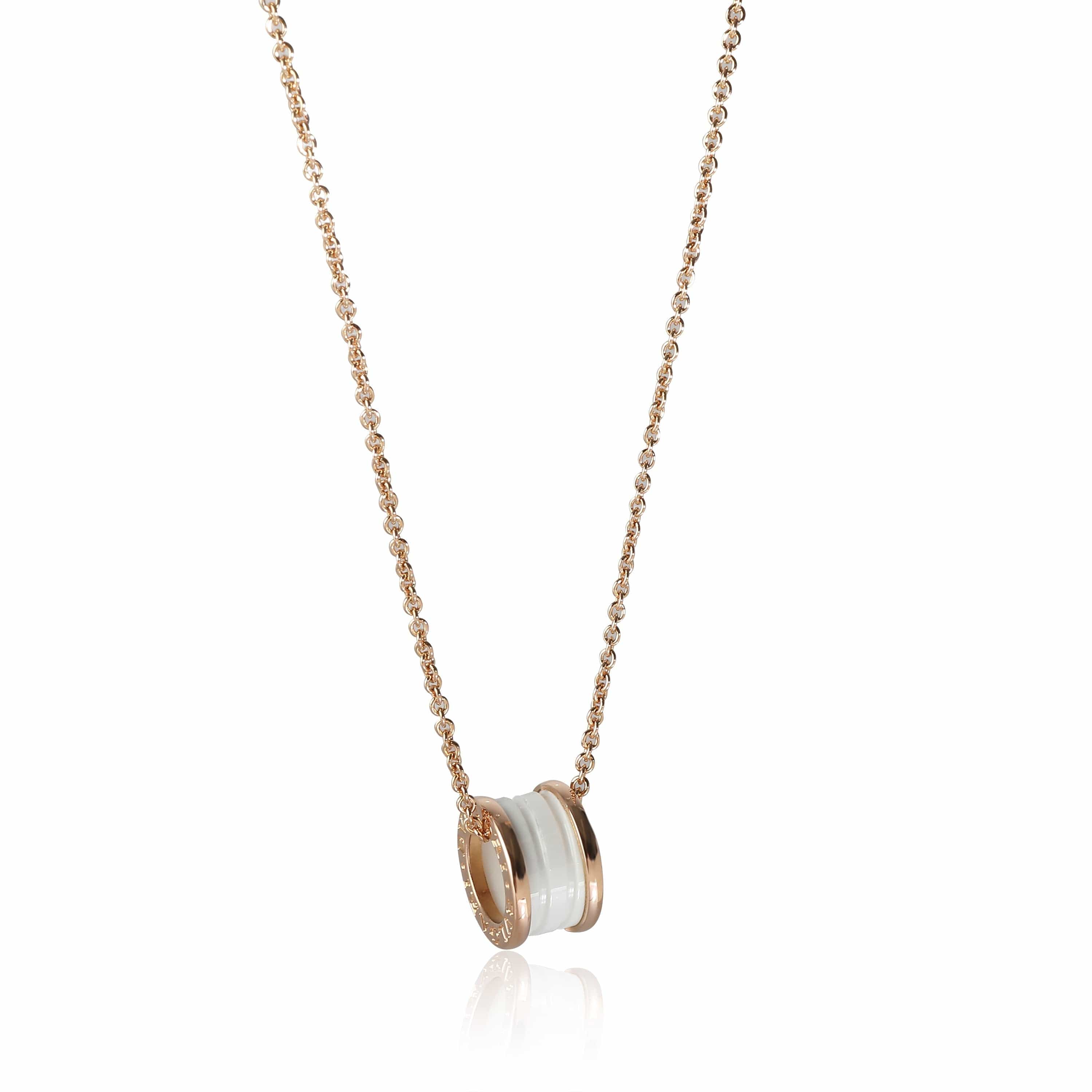 Image of Bvlgari B.zero1 White Ceramic Necklace in 18K Rose Gold