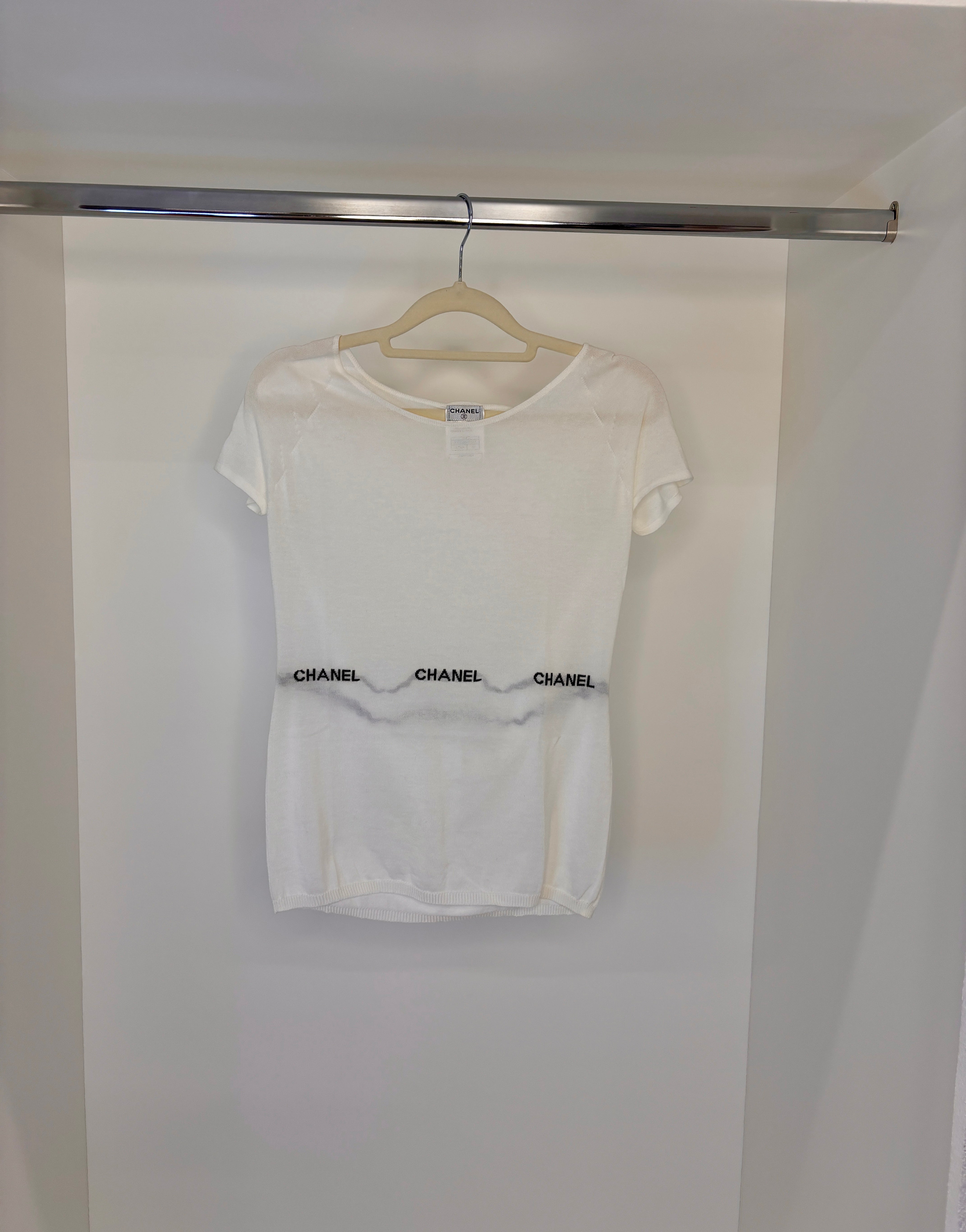 image of Chanel CC Stitch Knit Top White DXBS0750