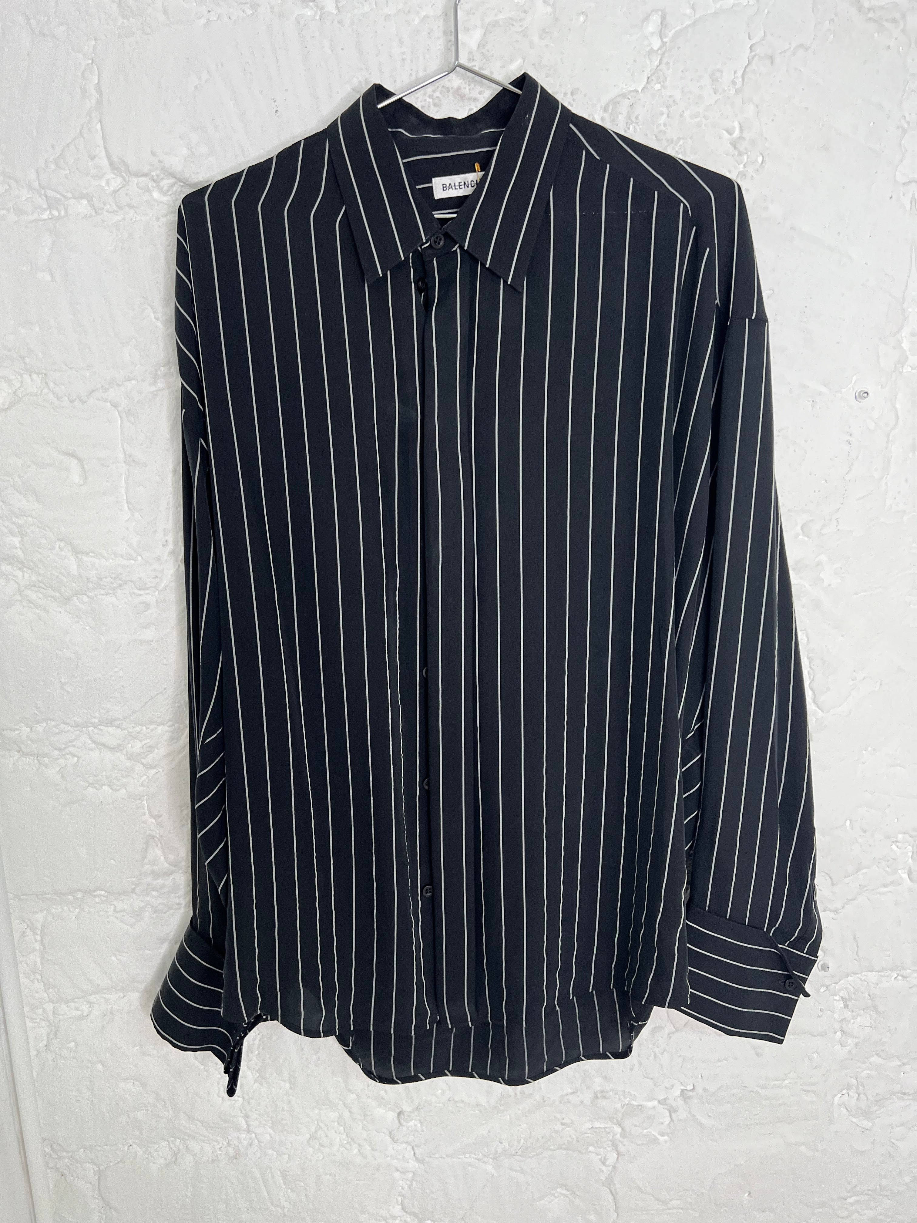 image of Balenciaga Black Striped Shirt ALEP035