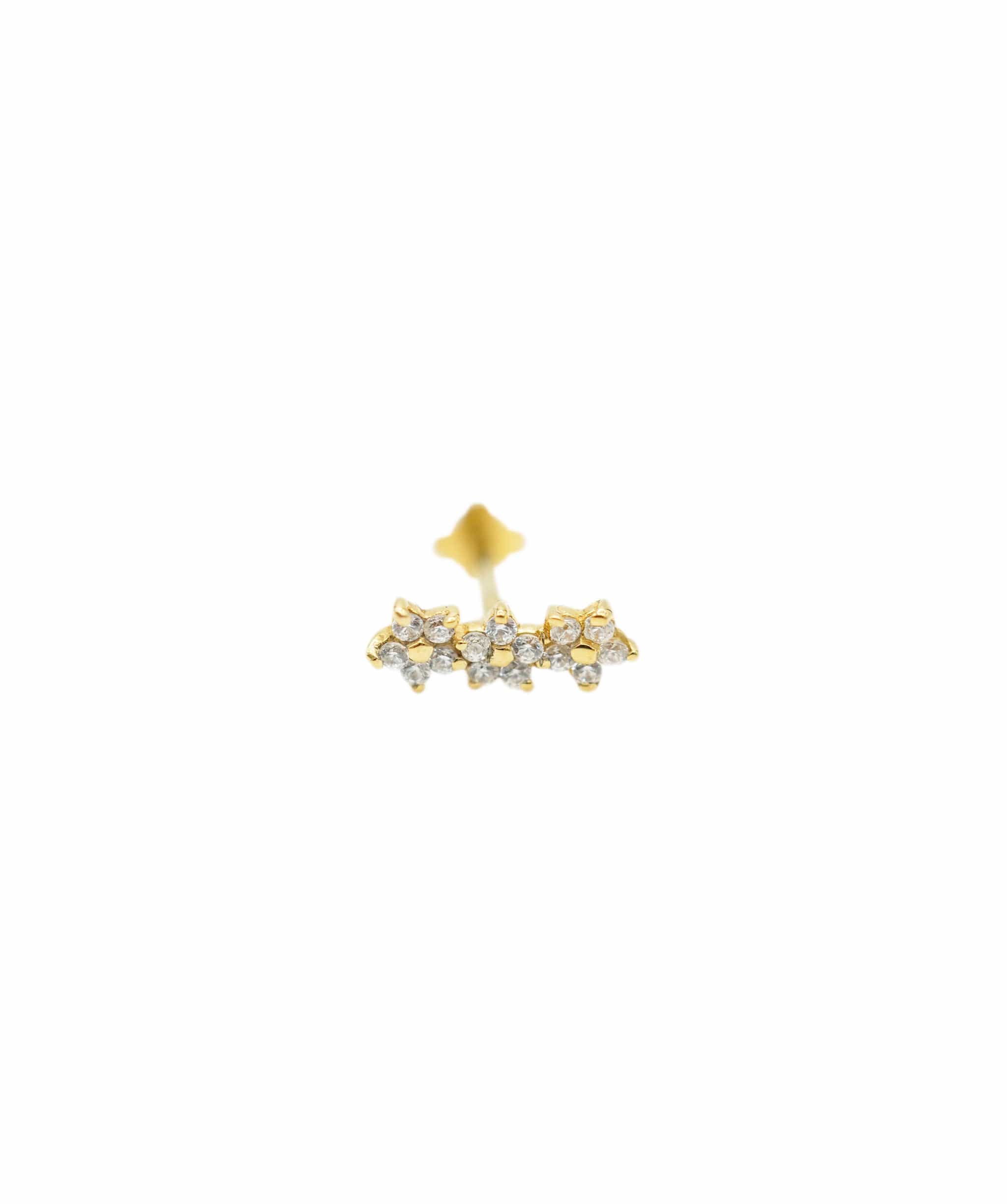 image of 14 Karat Gold Floral 3 Labret Earring QOHC16