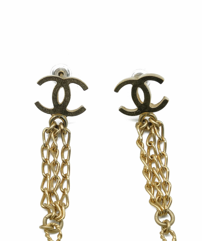 Chanel Crystal CC Chain Drop Earrings  Janet Mandell