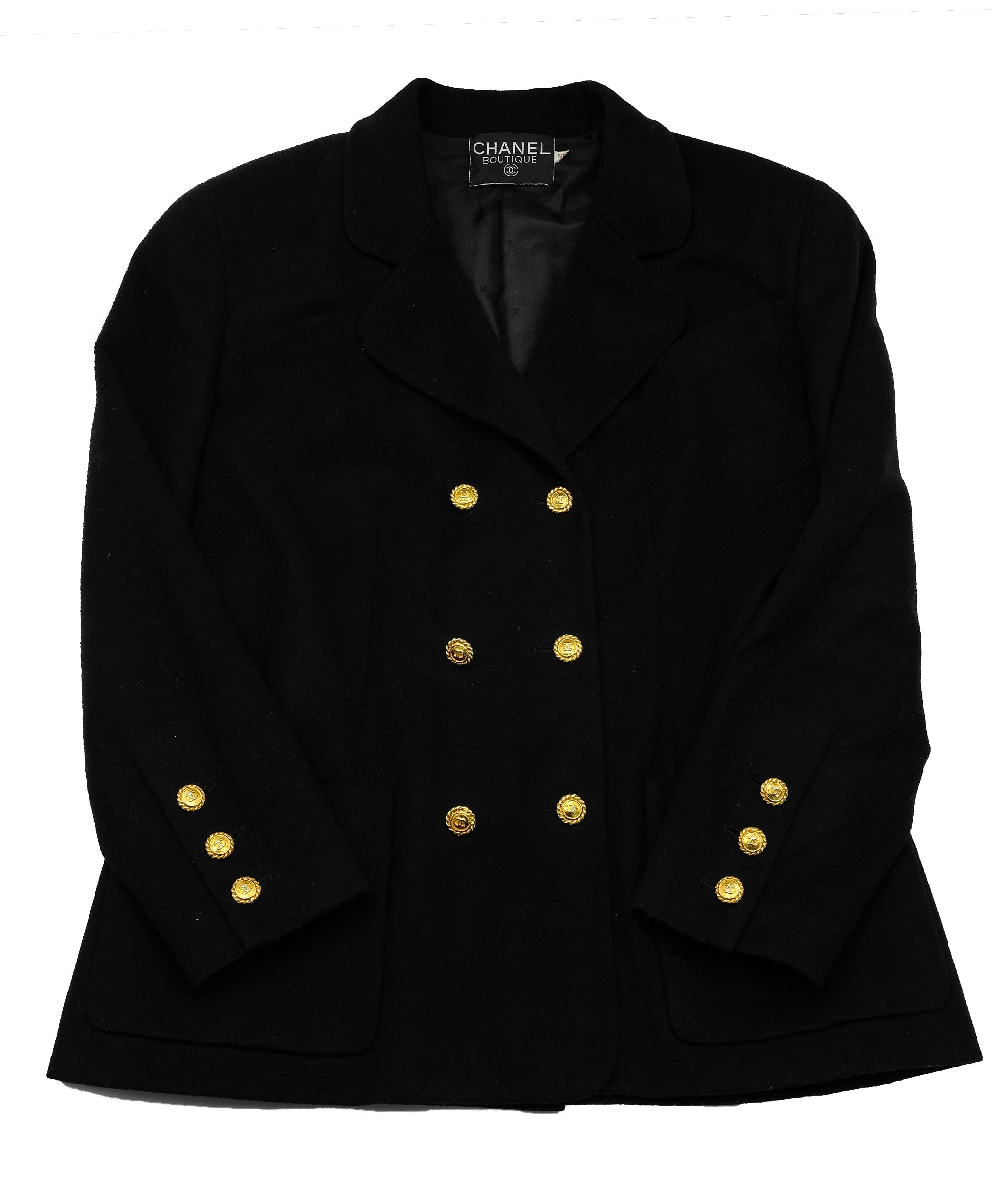 Chanel Black and Gold Button Skirt Suit 42 RJC2254 – LuxuryPromise