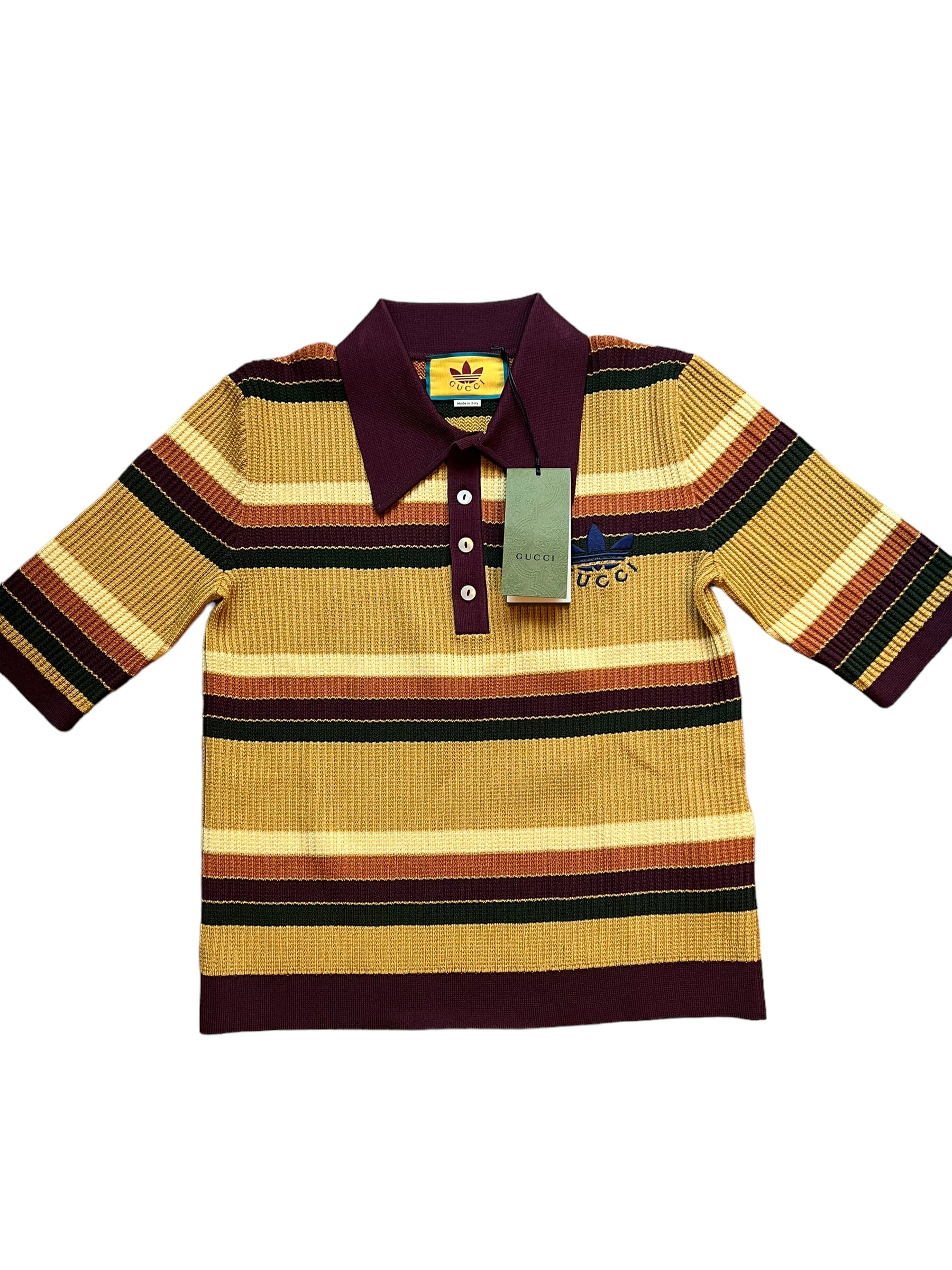 Image of Gucci Striped Knit Polo Sz L UKL1448