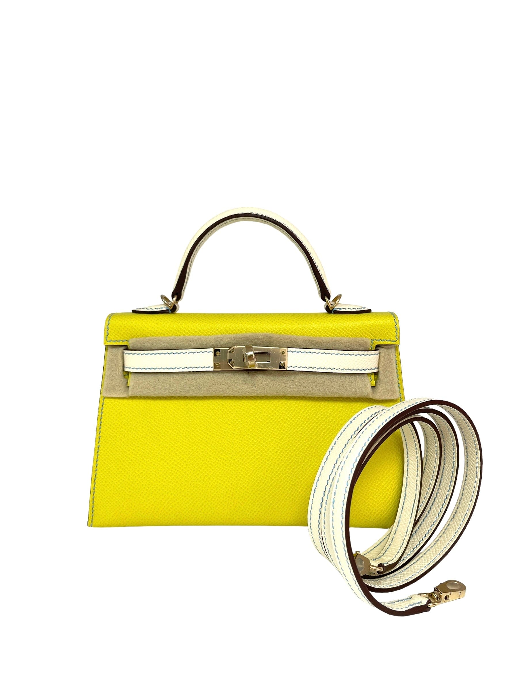 image of Hermes Kelly 20 HSS Lime / Nata Epsom Permabrass HW #U SKC1695