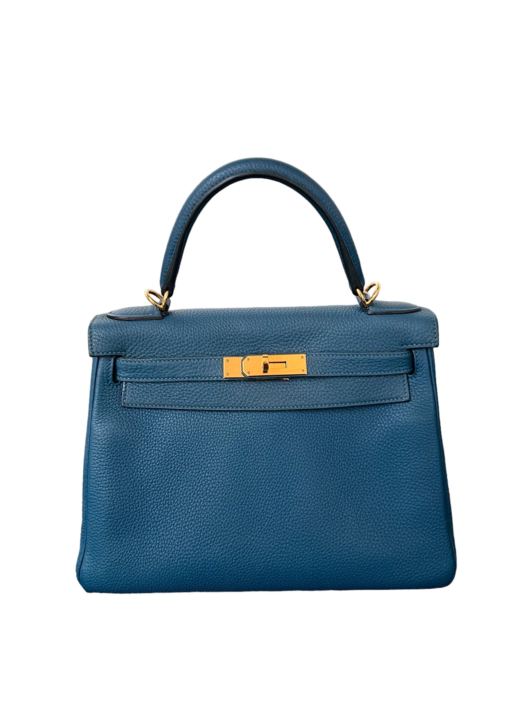 image of Hermes Kelly 28 Blue De Galice GHW SYC1155