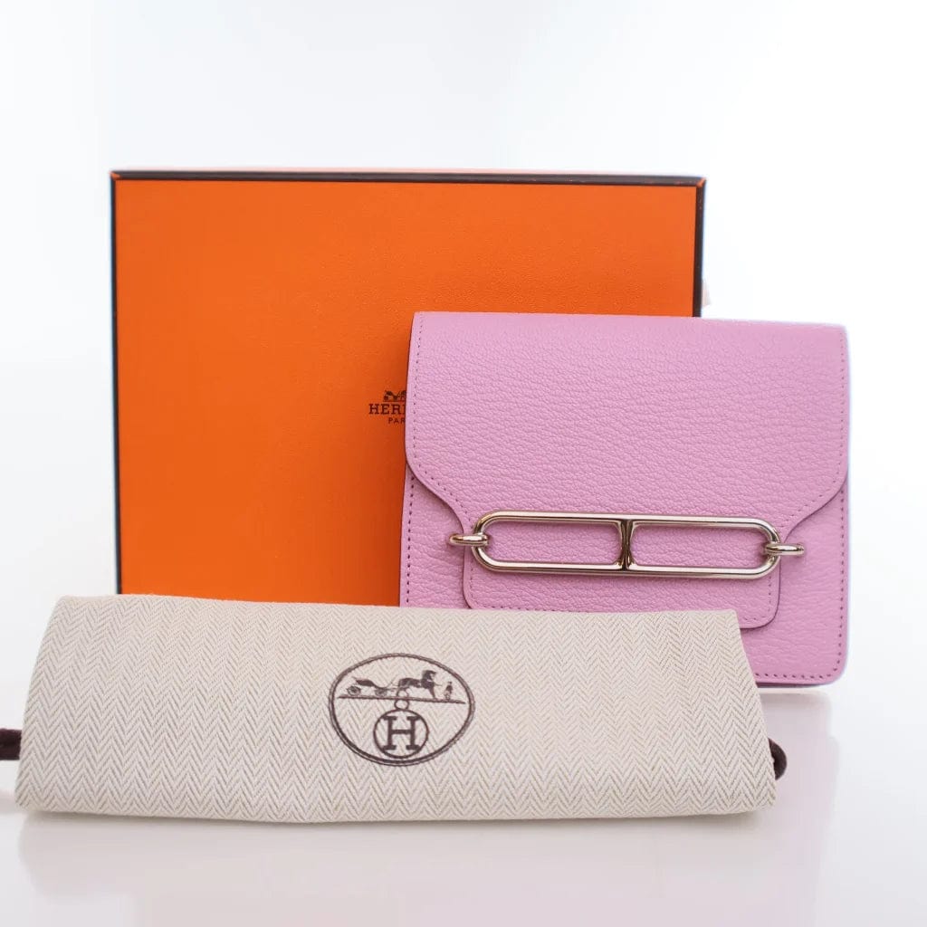 image of Hermes Mauve Sylvestre Chevre Mysore Roulis Slim Wallet