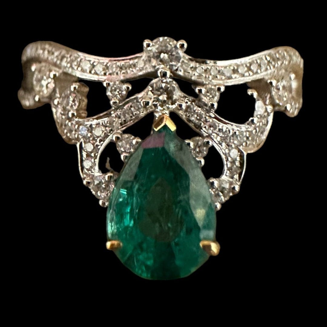 image of Emerald, Diamond White Gold Ring