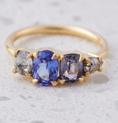 Image of Tanzanite, Spinel & Salt n Pepper Diamonds set in 18K Yellow Gold