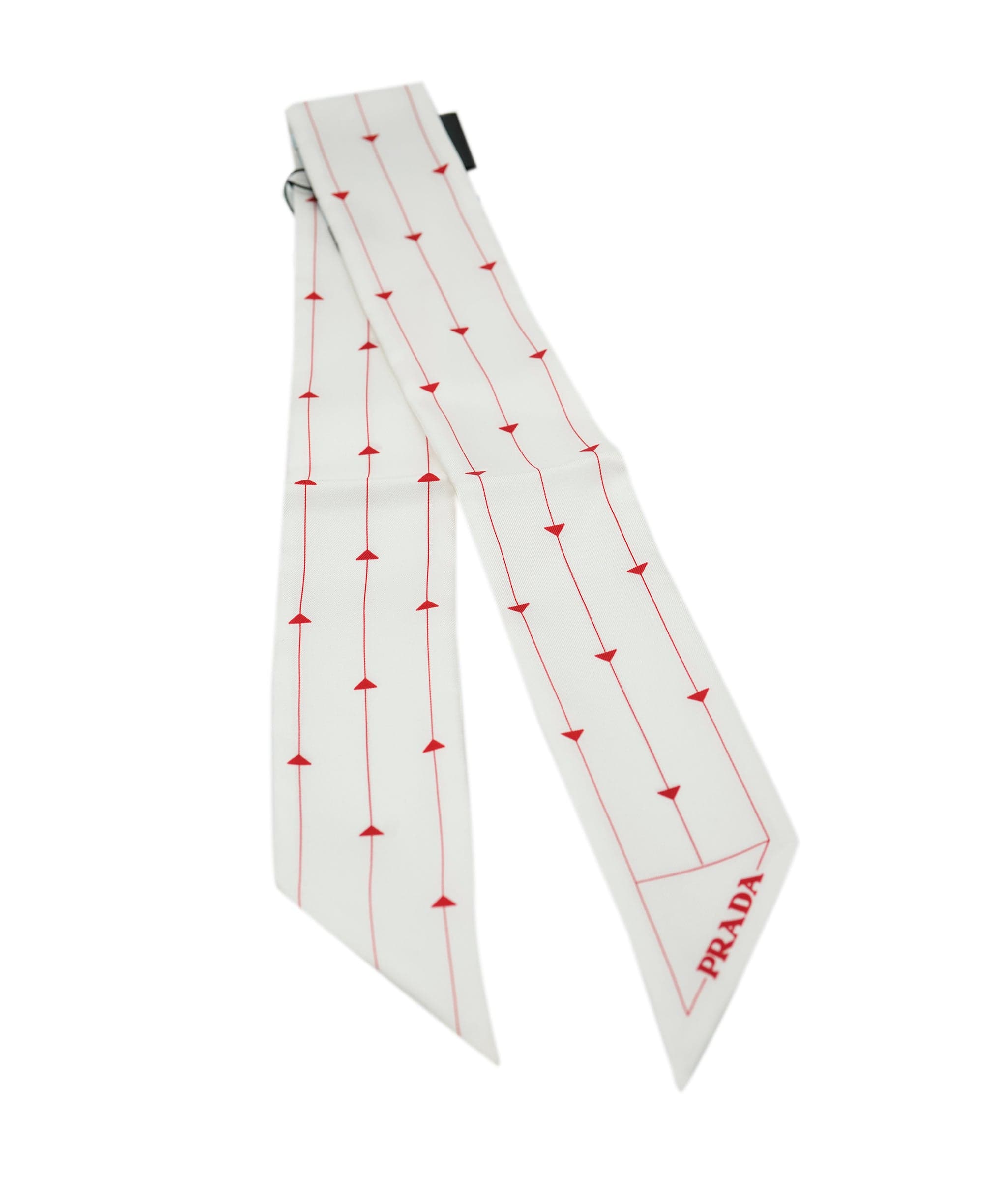 image of Prada Foulard in Tessuto Twill Riga Trangolo Bianco + Rosso - AVL1449