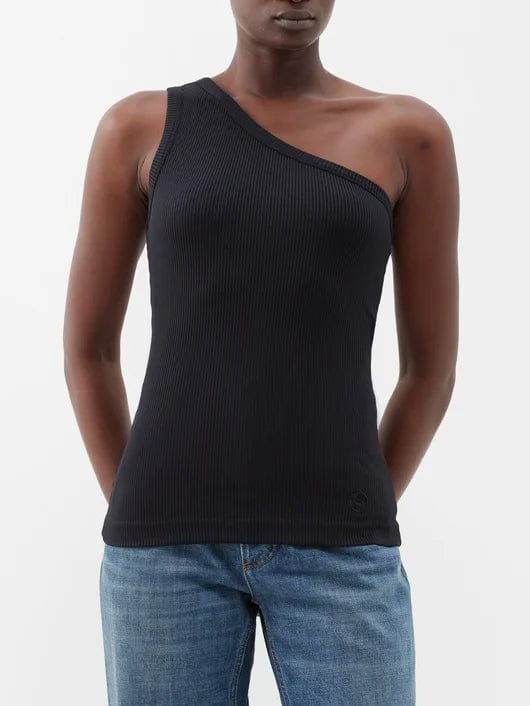 image of Stella McCartney One Shoulder Ribbed Jersey Top L