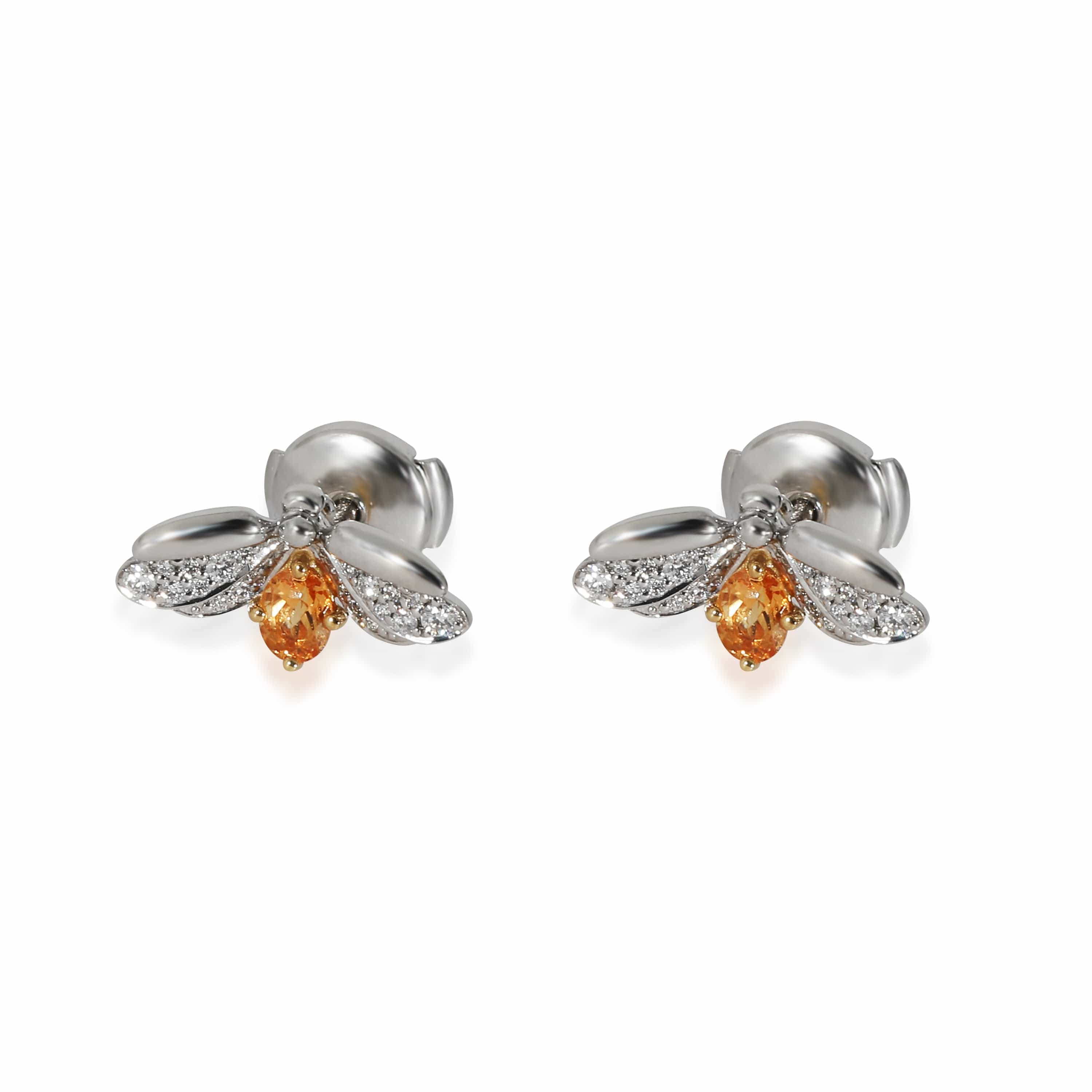 image of Paper Flowers Diamonds & Spessartine Firefly Earrings in Platinum