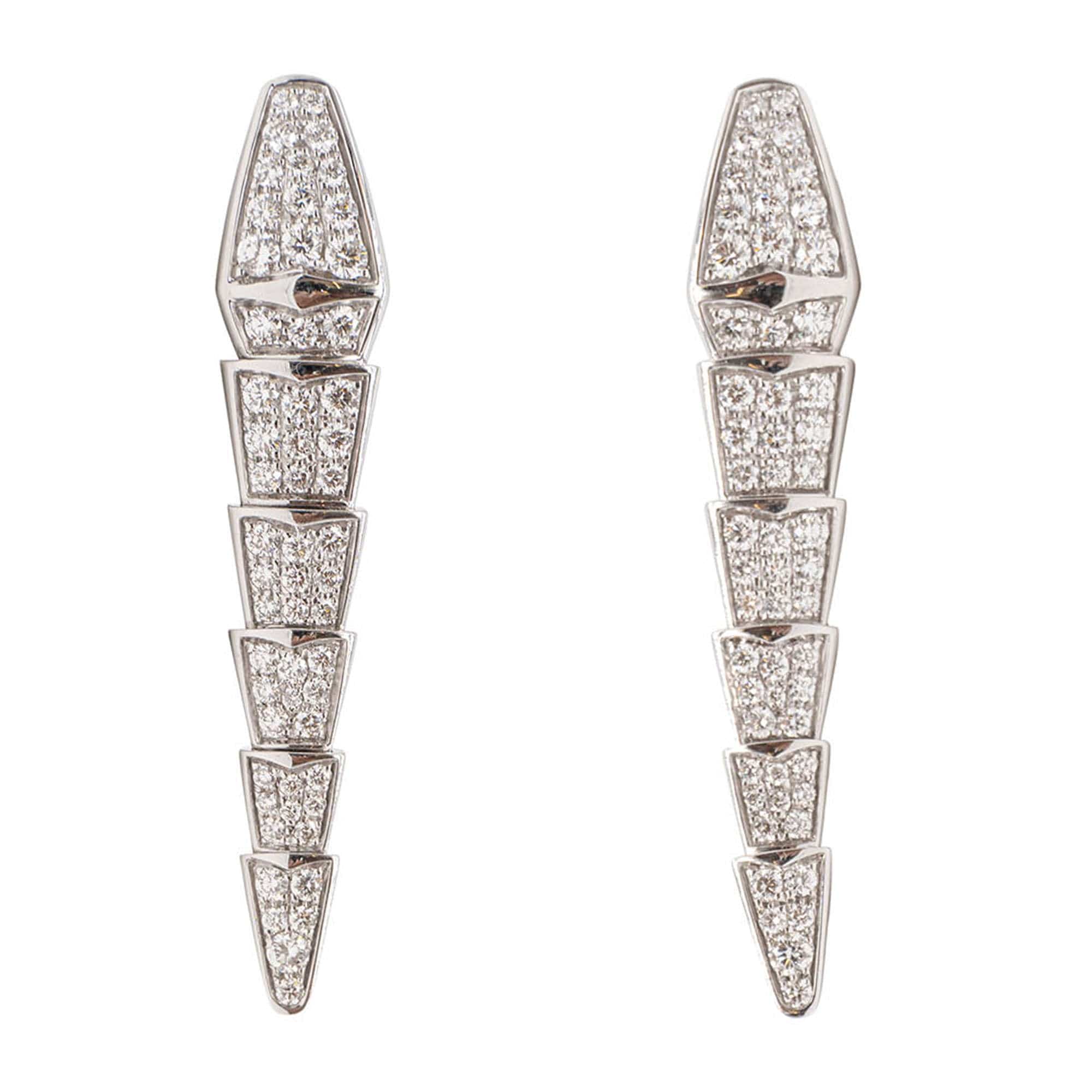 BVLGARI Serpenti Diamond Earrings 18K White Gold – LuxuryPromise