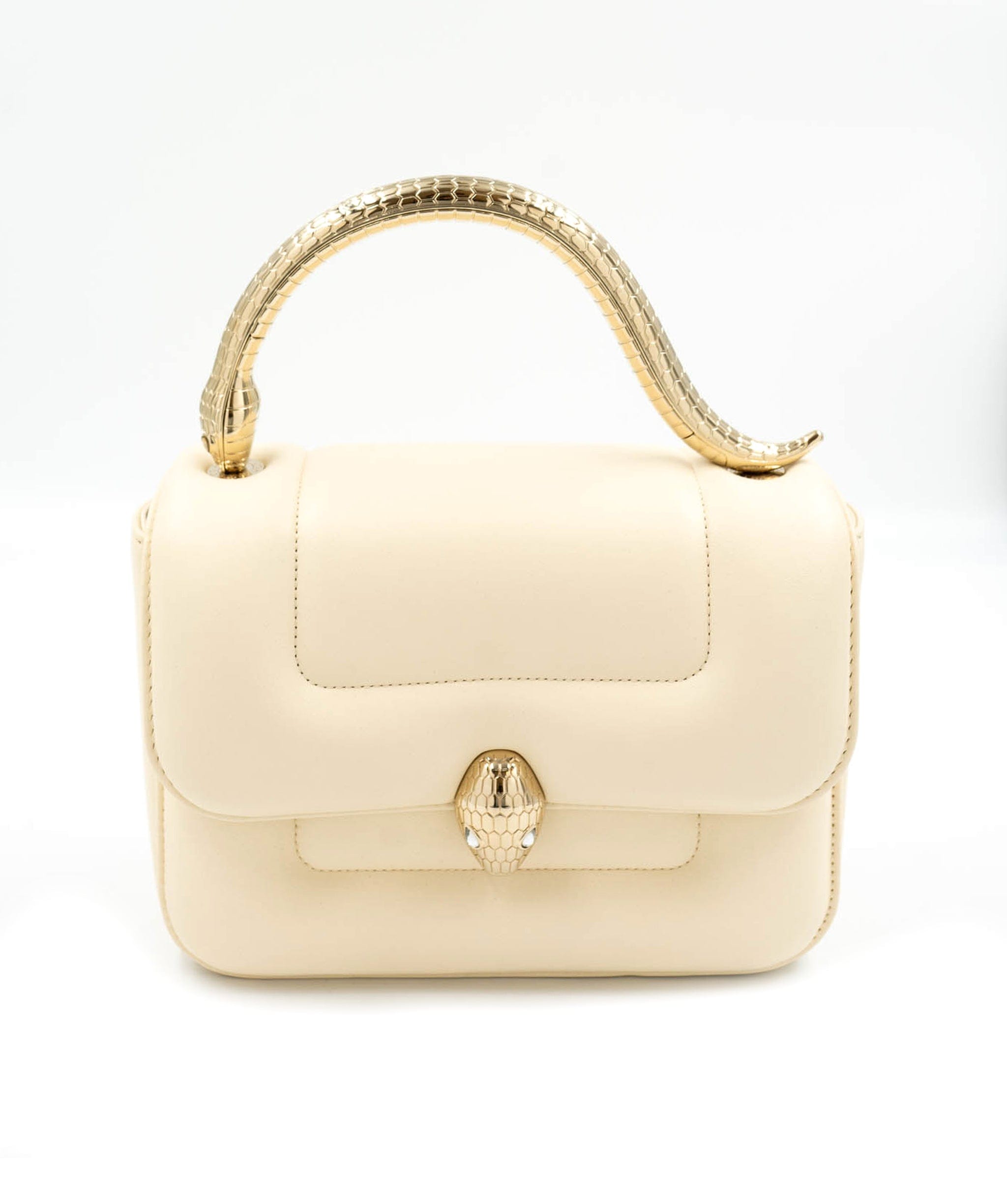 Bulgari serepenti cream and gold top handle bag ALC0103 – LuxuryPromise