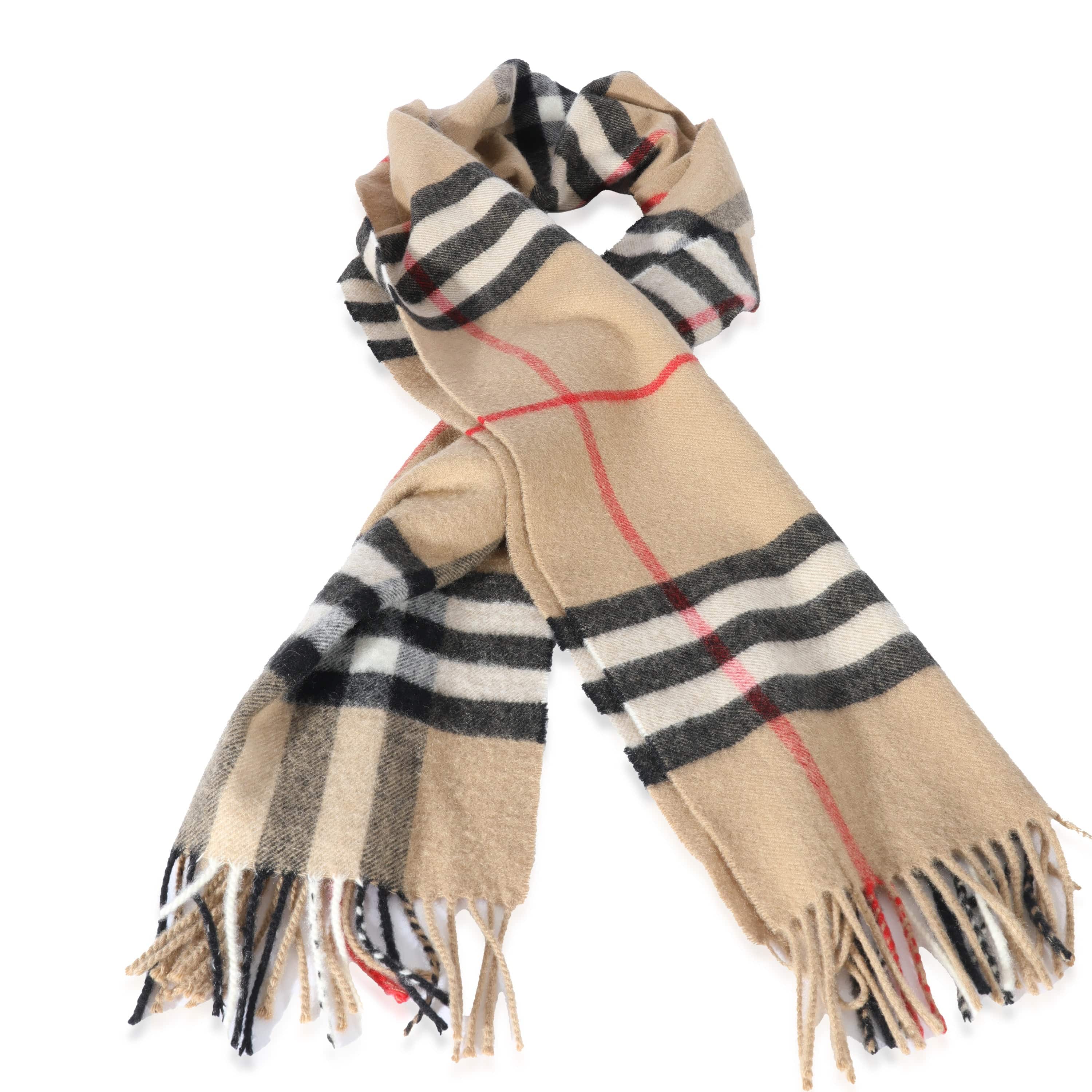 Burberry Classic Check Beige Cashmere Fringe Scarf – LuxuryPromise