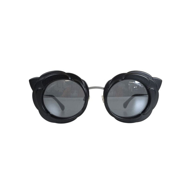 chanel round sunglasses black