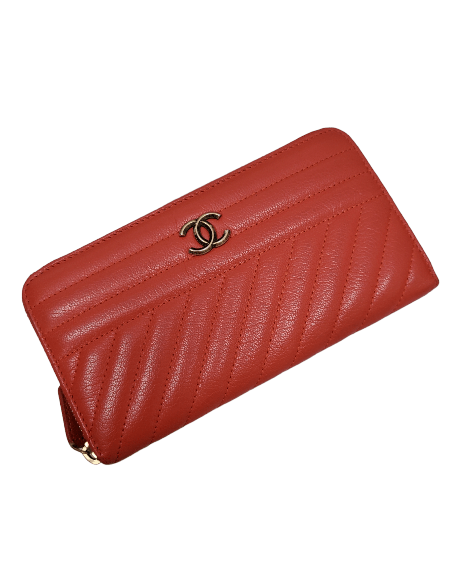 image of Chanel Zip Wallet Red Calfskin RHW SKC1221