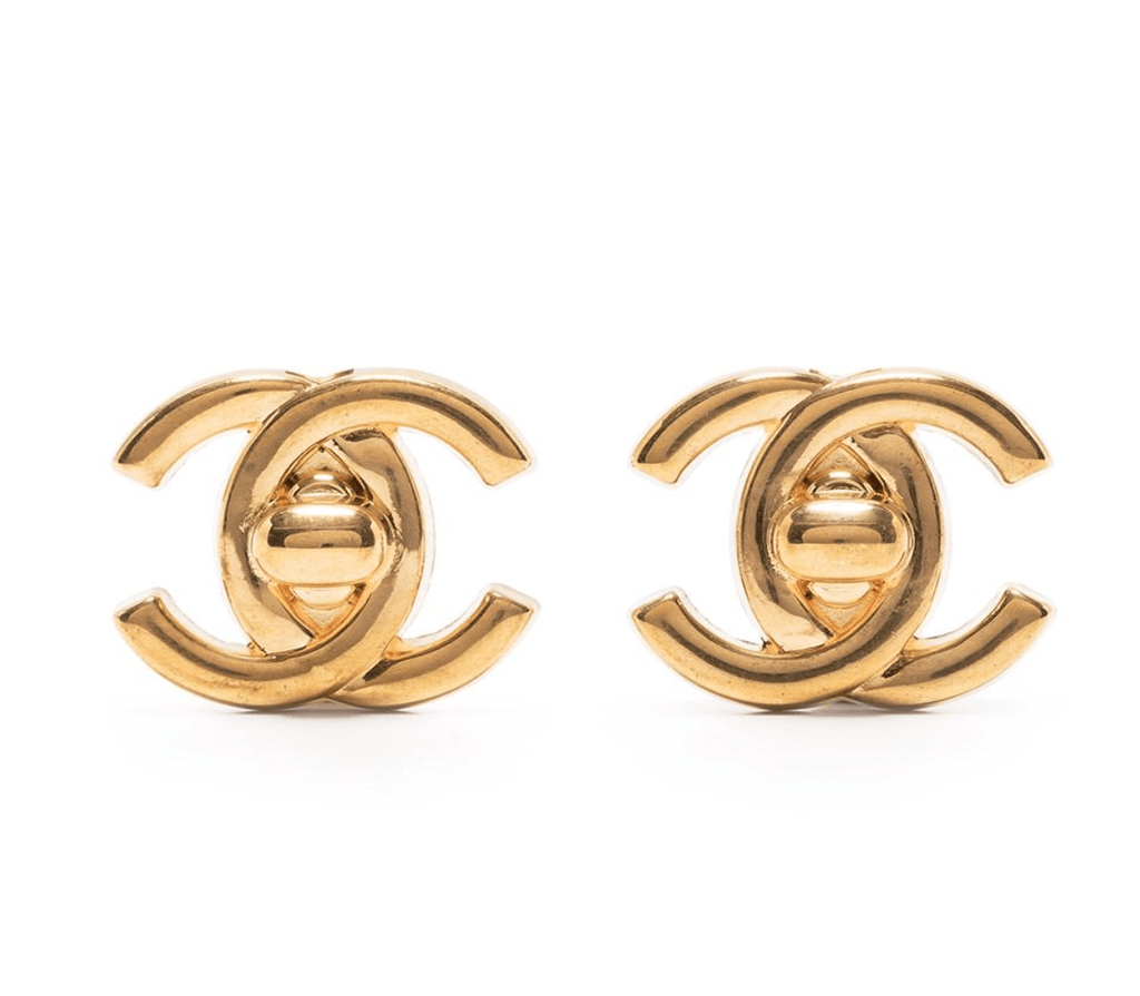 Vintage Chanel CC Logo Button ClipOn Earrings