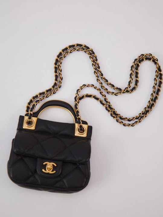 Chanel 21 Micro Flap Bag in Black w Gold Handle MO-CHL-83 – LuxuryPromise