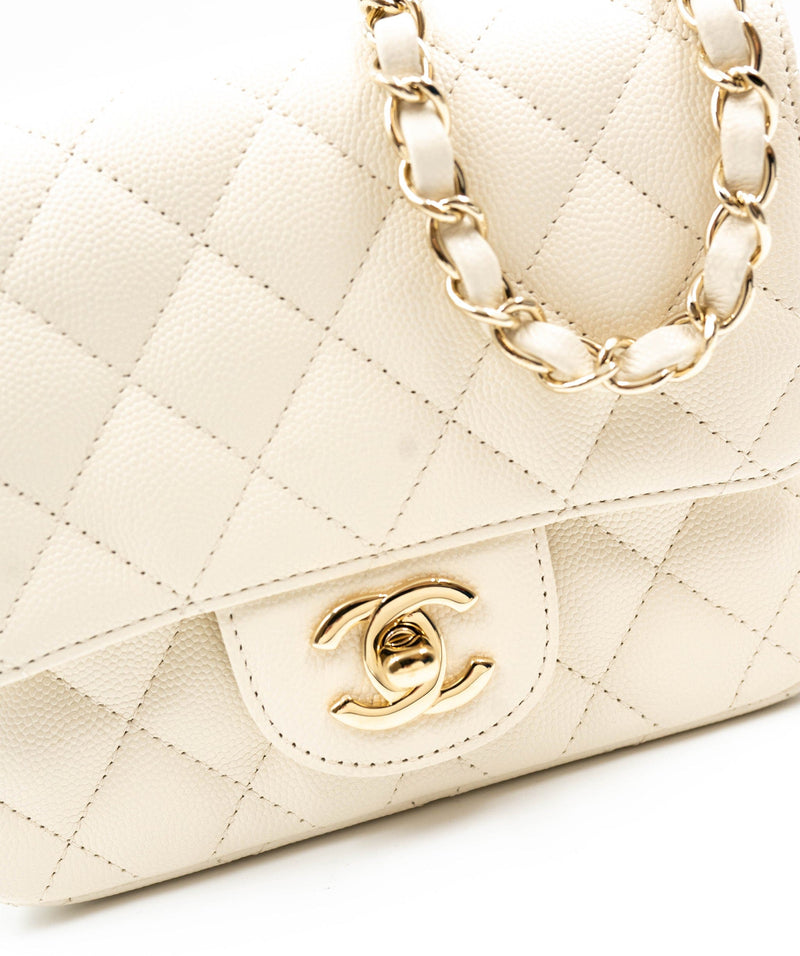 Chanel Cream White Quilted Caviar Small Classic Double Flap Gold Hardware  2019 Available For Immediate Sale At Sothebys