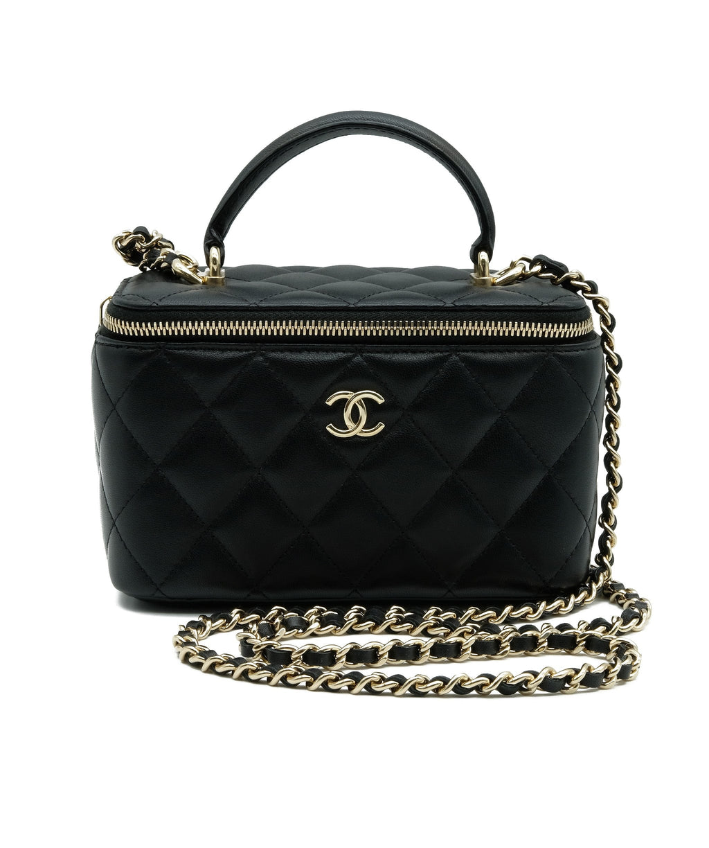 Chanel CC Caviar Filigree Small Vanity Case Crossbody Black GHW  Luxury  Valley Branded Bags KL