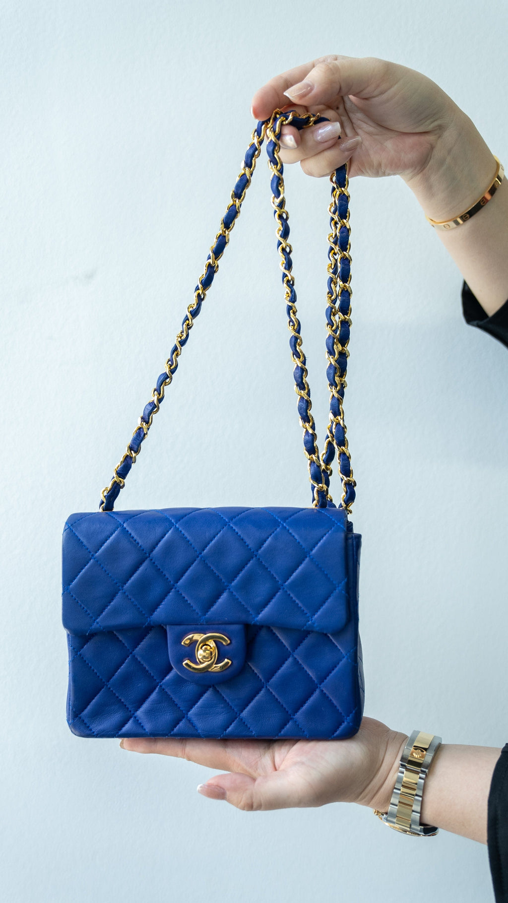 Chanel classic mini rectangular flap bag blue caviar  VintageUnited