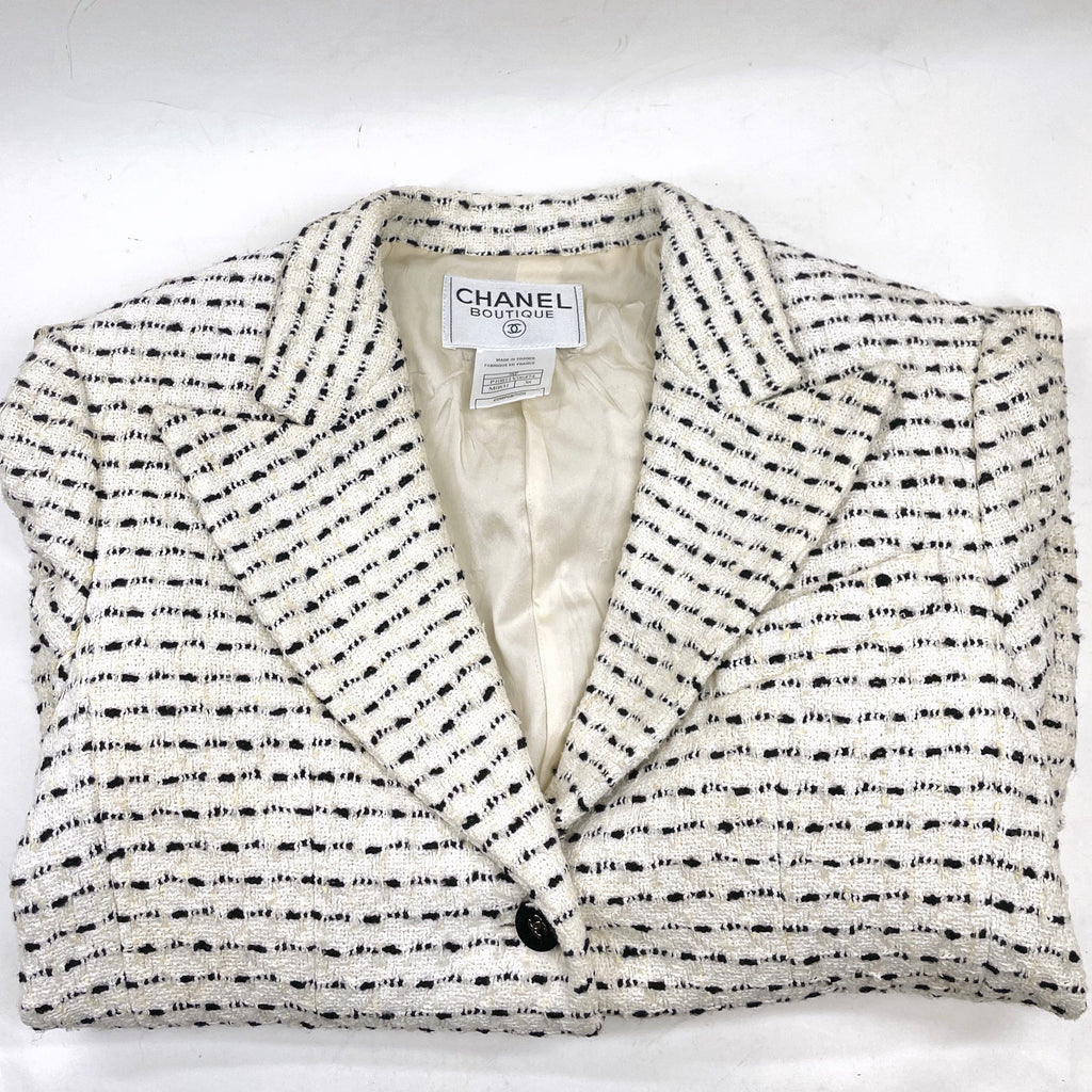 CHANELWhite Tweed Jacket  2019 La Pausa karllagerfeld Collection   Size 40  eBay