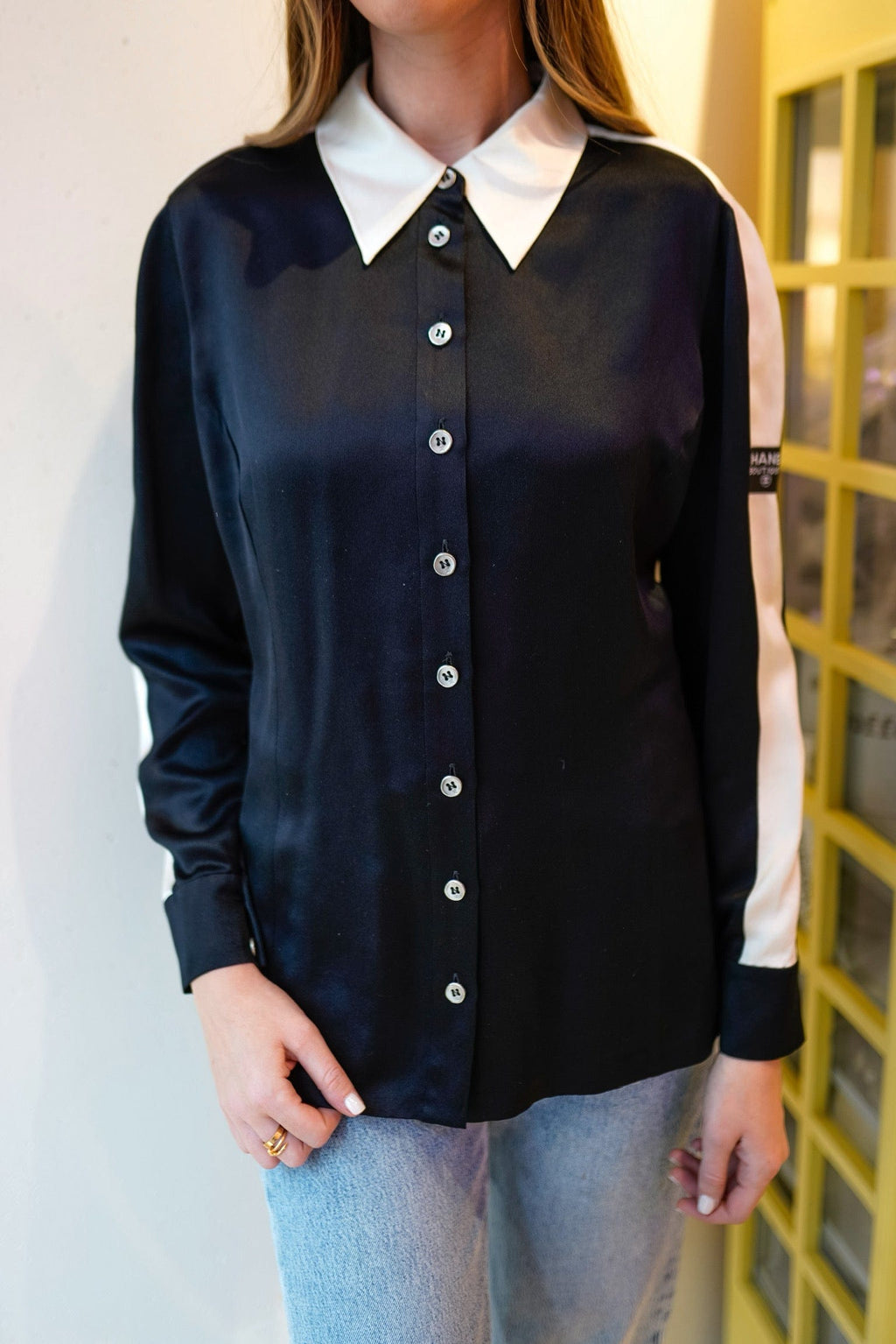 Chanel Black & Cream Silk Button Collar Shirt - AGL1693 – LuxuryPromise