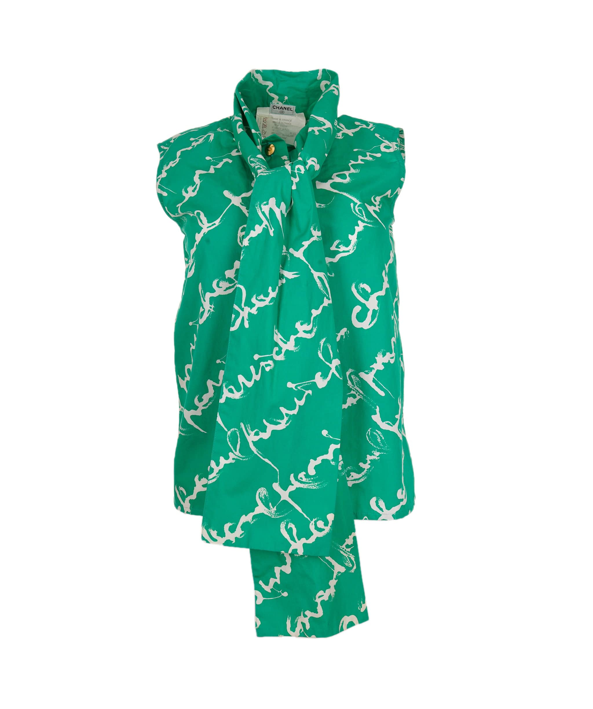 image of Chanel Bow Tie Shirt Green ASL4652