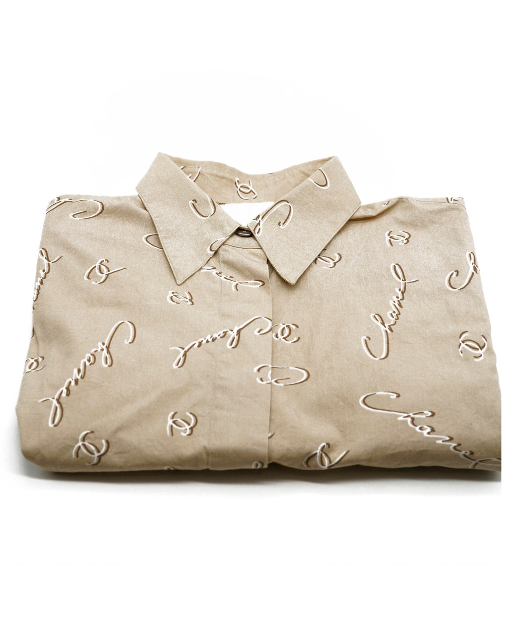 Chanel Scripted Cropped Shirt Beige ASL5775 – LuxuryPromise