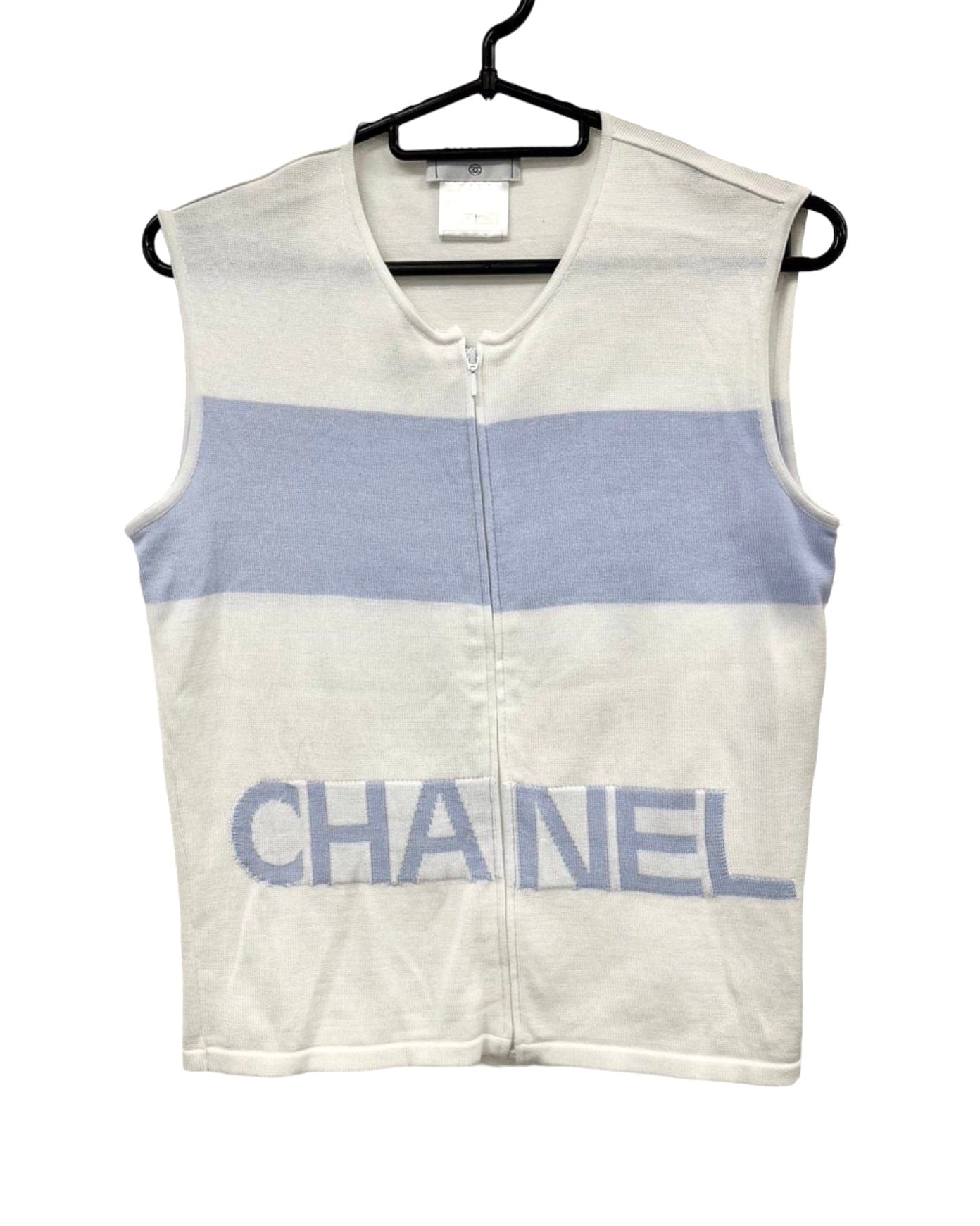 Chanel Sleeveless Knit Top White / Blue FR38 SKL1567 – LuxuryPromise