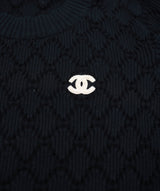 Chanel chanl black long sleeve top with white cc logo on chest ALC0166