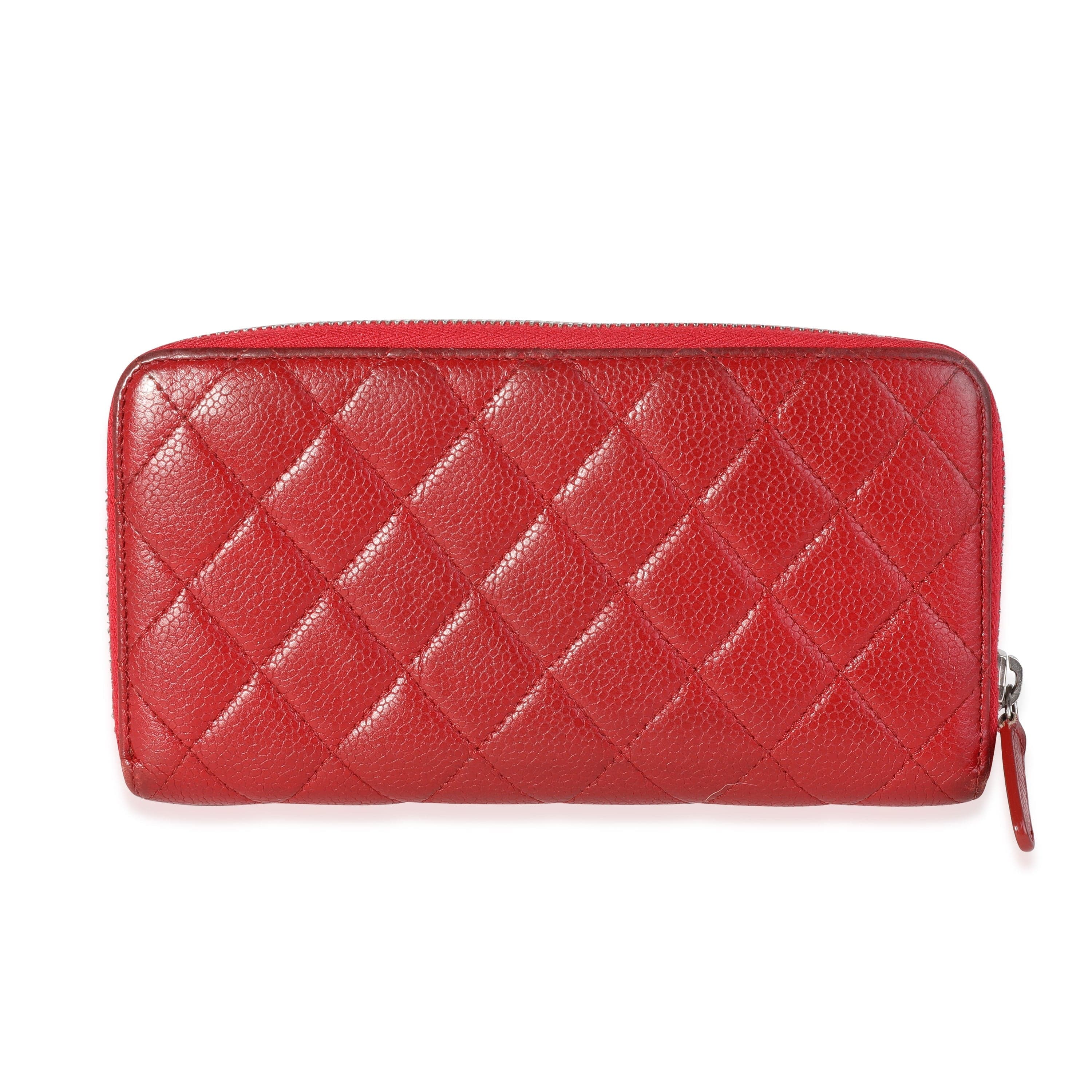Chanel Red Quilted Caviar L-Gusset Zip-Around Wallet – LuxuryPromise
