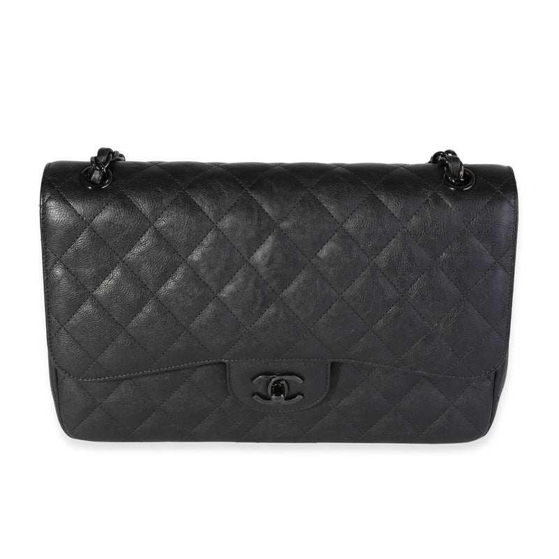 Chanel So Black Quilted Calfskin Jumbo Classic Double Flap Bag –  LuxuryPromise