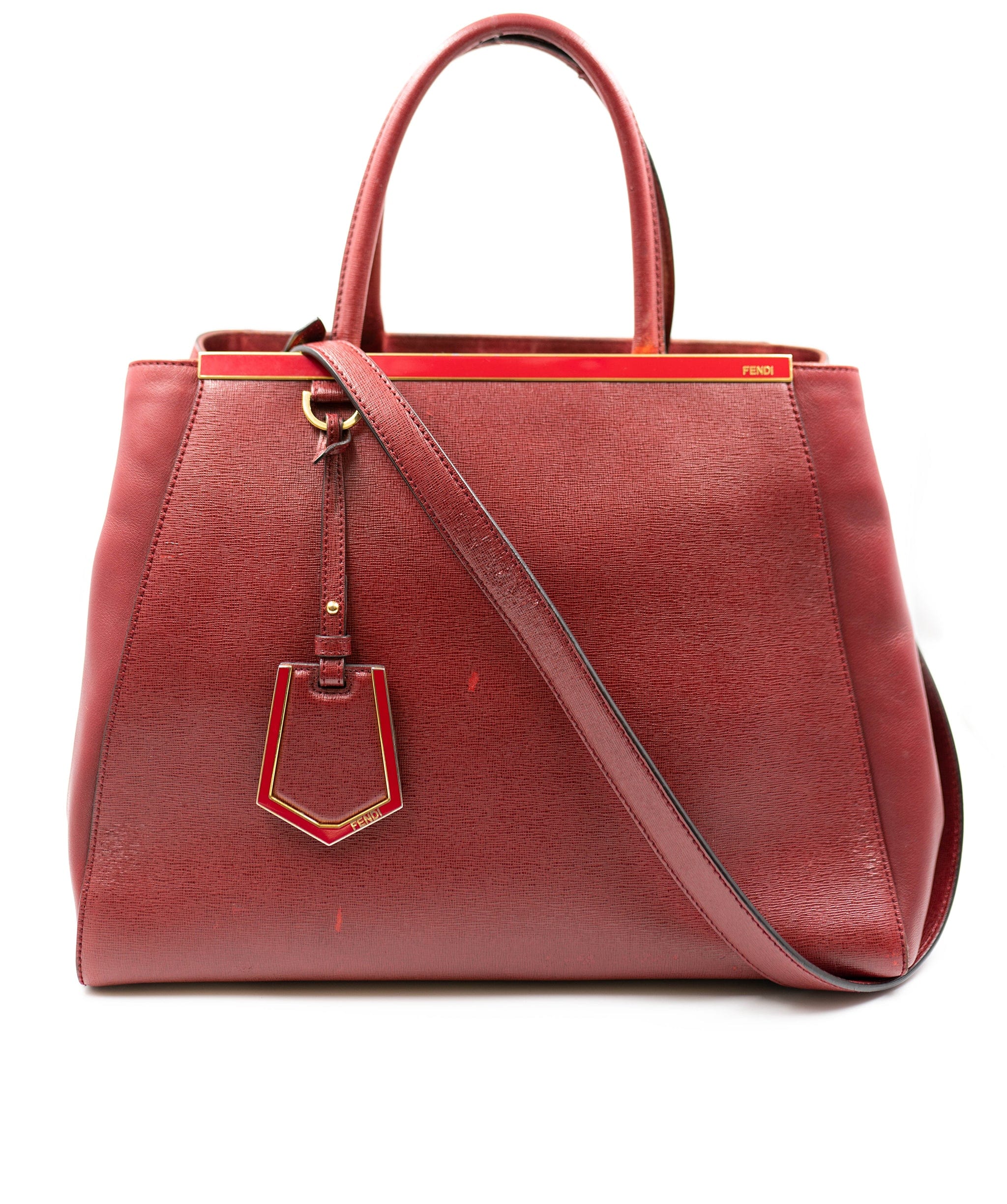 Image of Fendi Burgundy Leather 2Jours Tote Bag - AGL1913