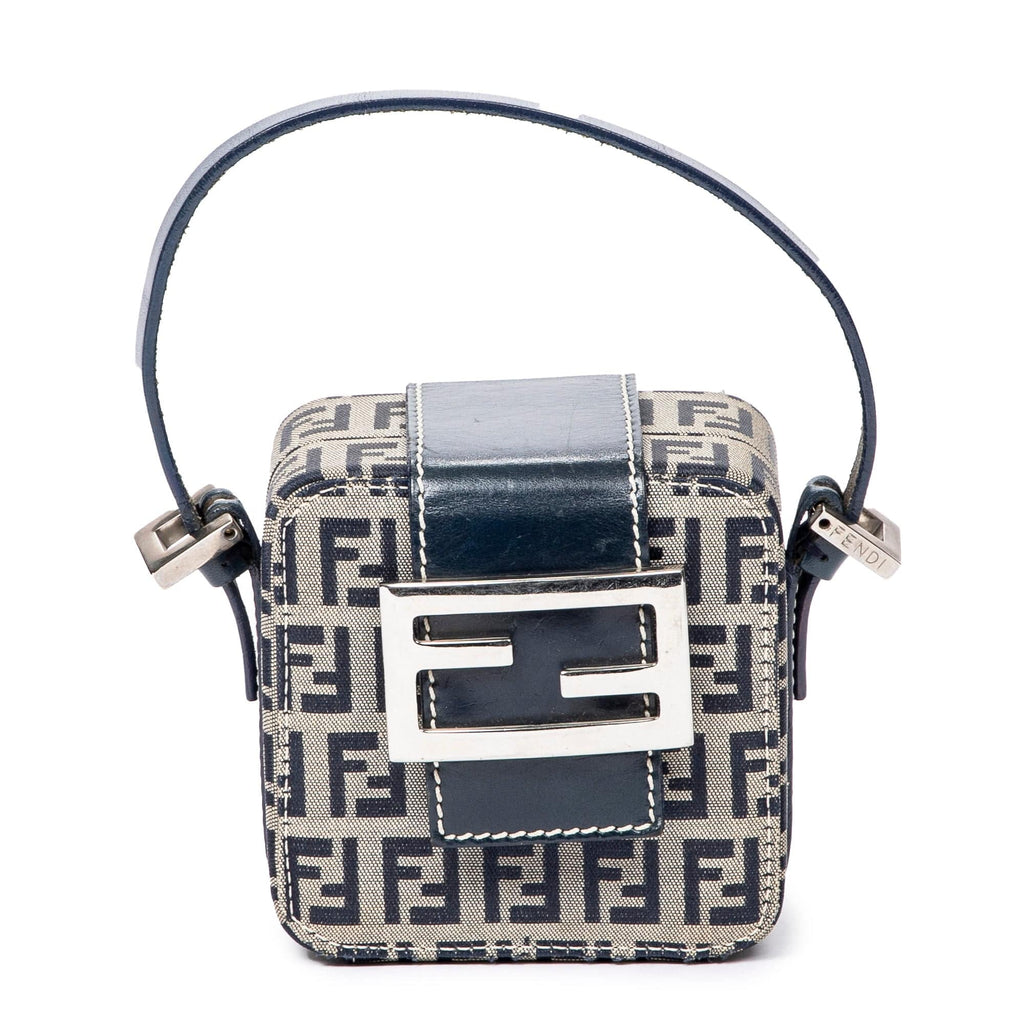 Fortæl mig loyalitet rulletrappe Fendi Mini Cube Handbag Beige/Navy Blue Zucca Canvas AWL4584 – LuxuryPromise