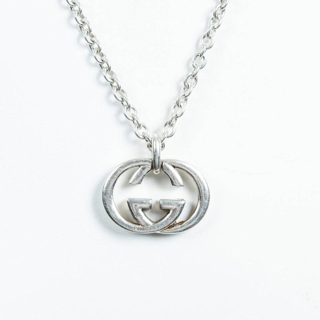 Gucci Interlocking GG Logo Pendant Necklace Silver Necklace - AWL2315 –  LuxuryPromise