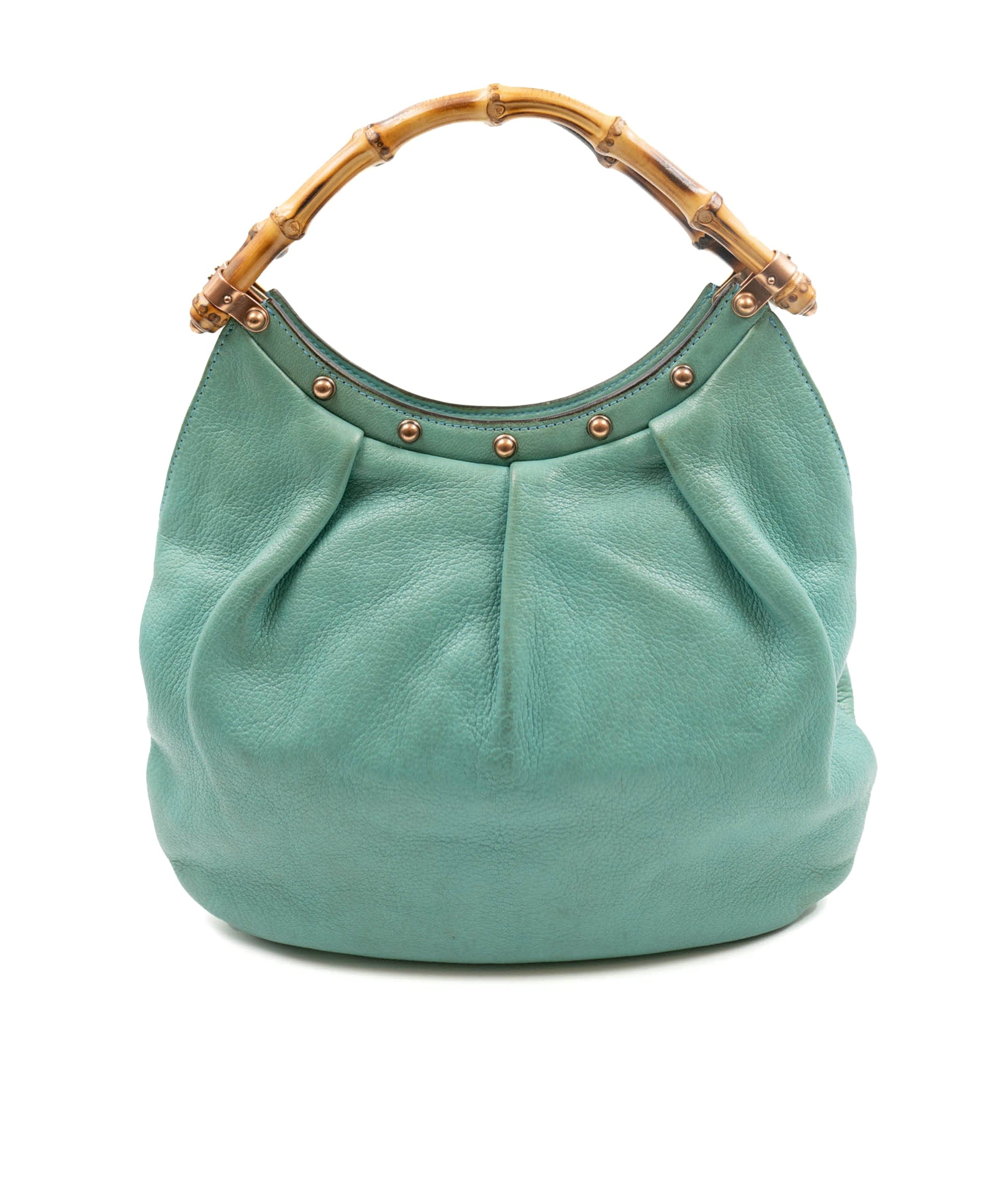 Gucci Vintage Mini Tiffany Blue Studded Bamboo Handbag - AWC1625 ...