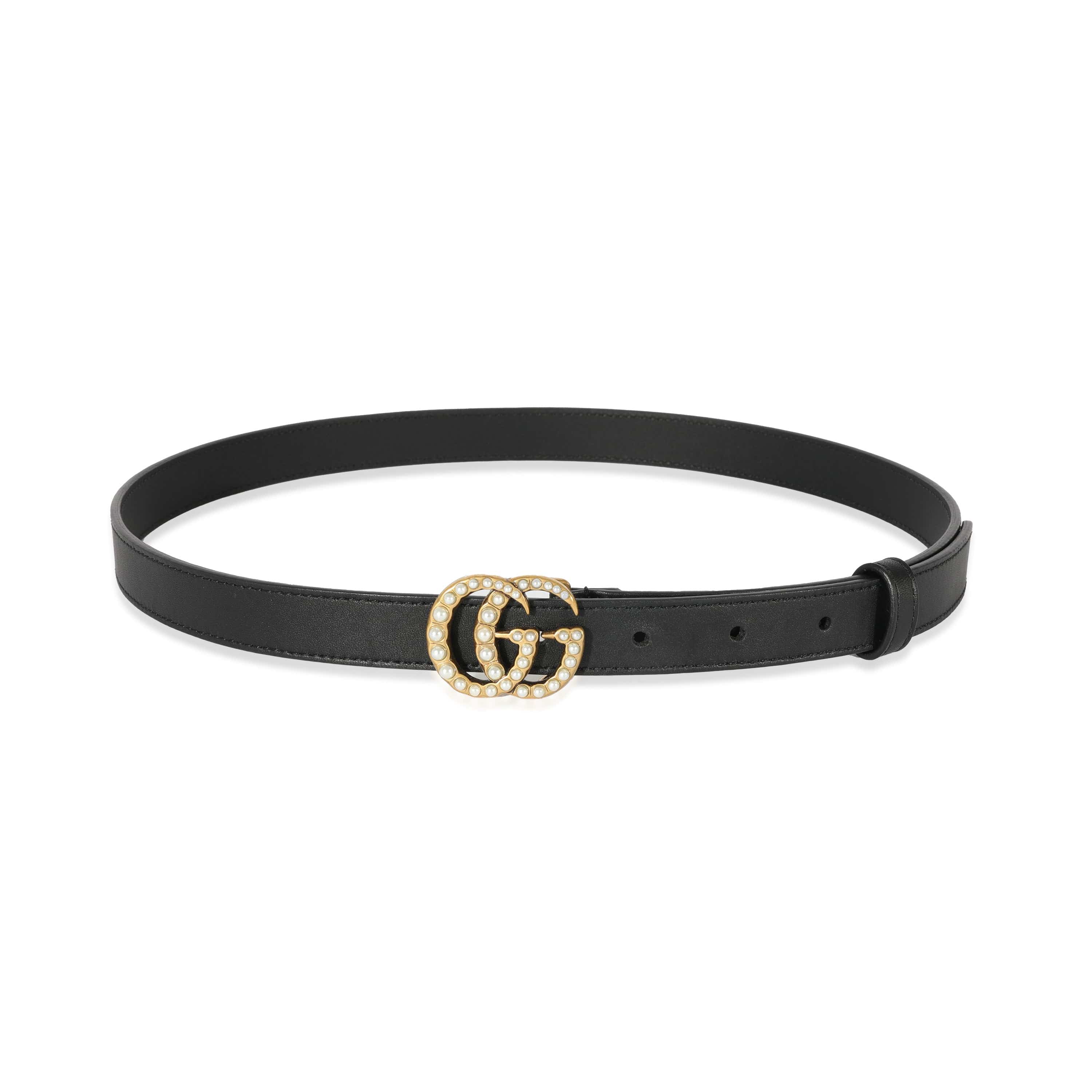 Gucci Double G Pearl Embellished Black Leather Belt – LuxuryPromise