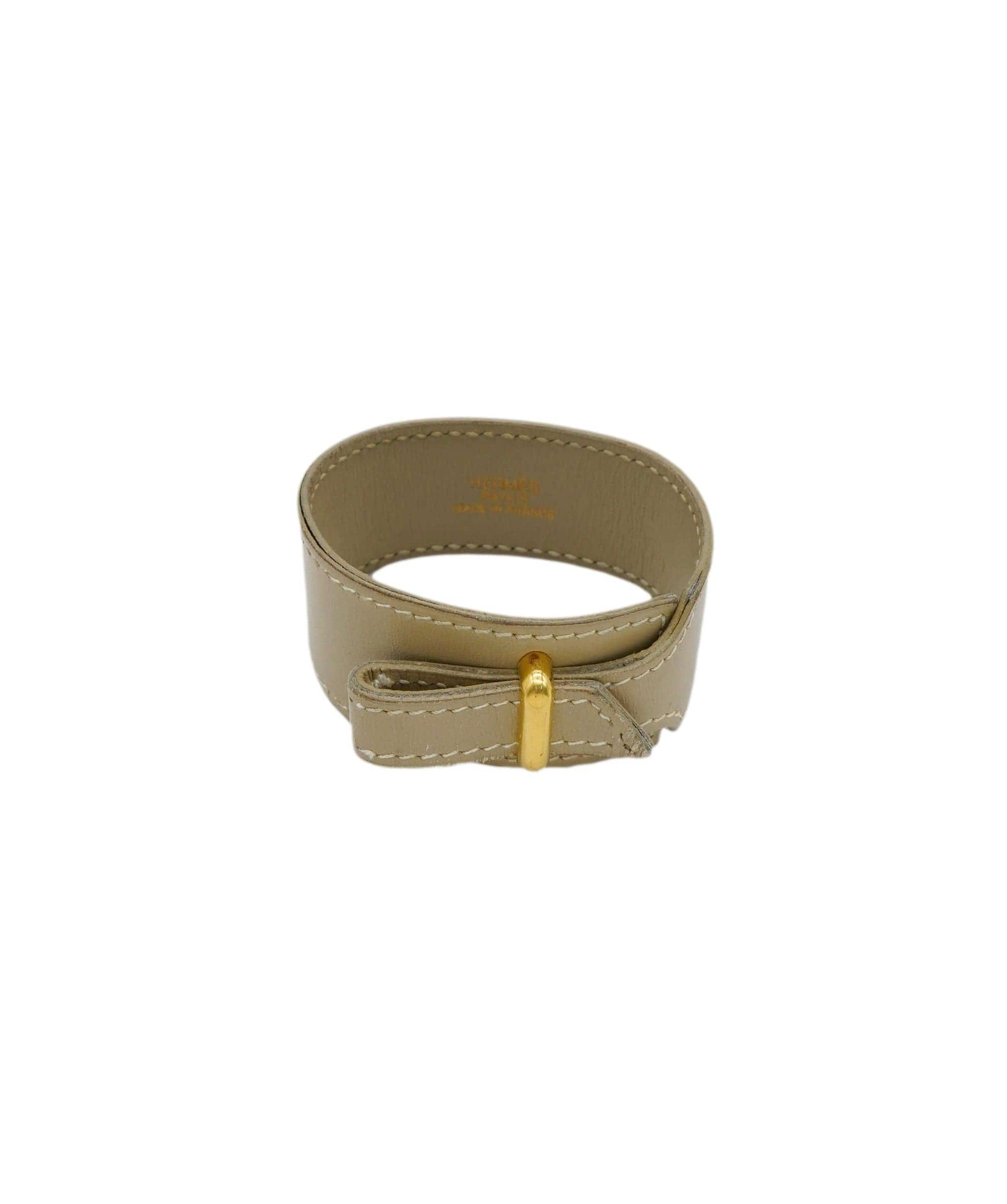 Image of Hermes beige Leather Wrap Bracelet AEL1167