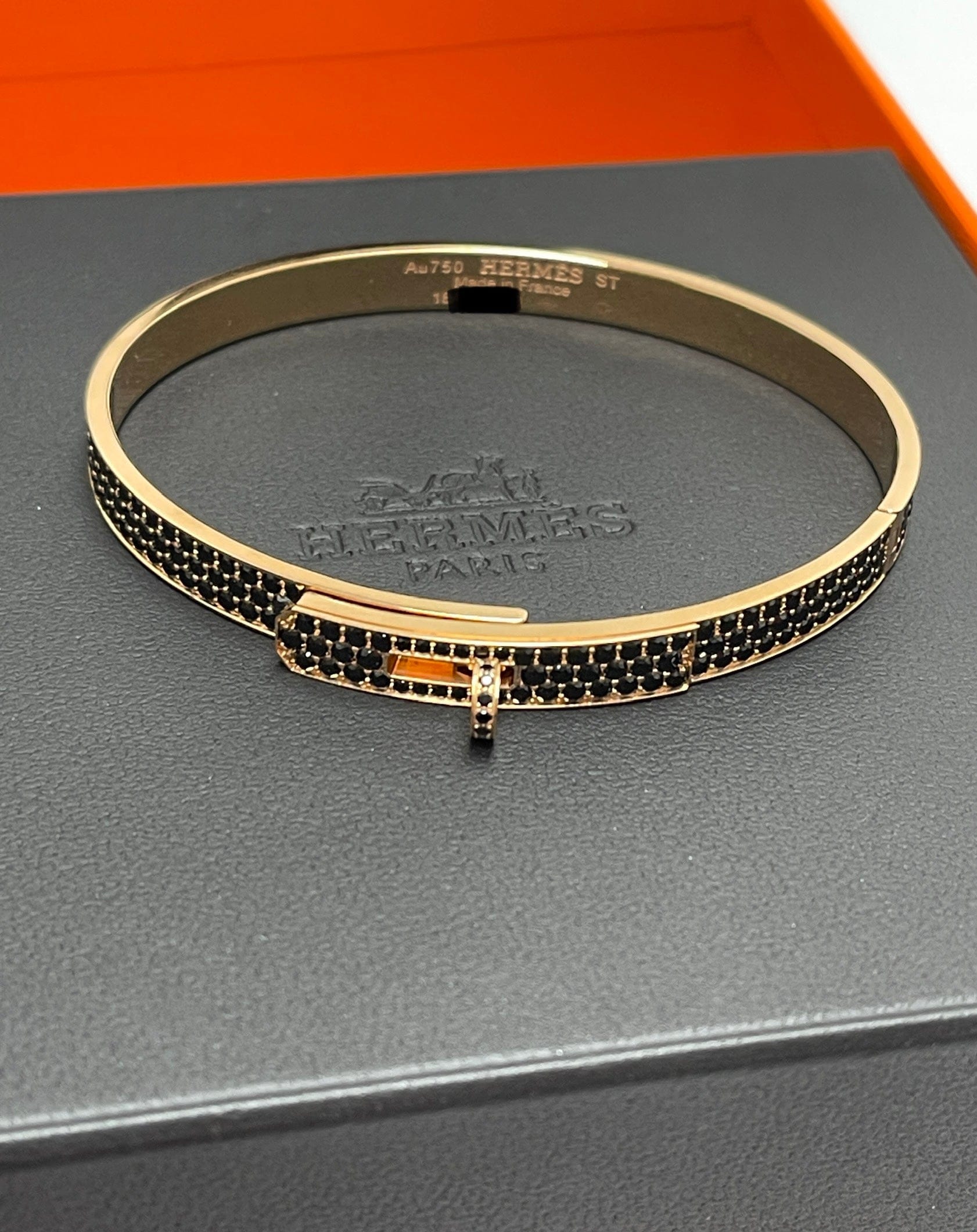 image of Hermes Kelly Bracelet - Black Spinel RGHW SKC1178