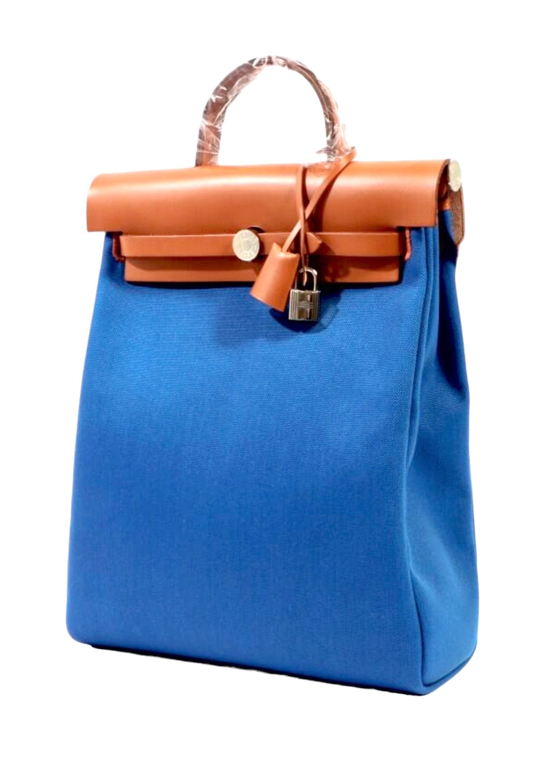 Image of Hermes Herbag Ado Backpack Blue France / Fauve #U SKC1332