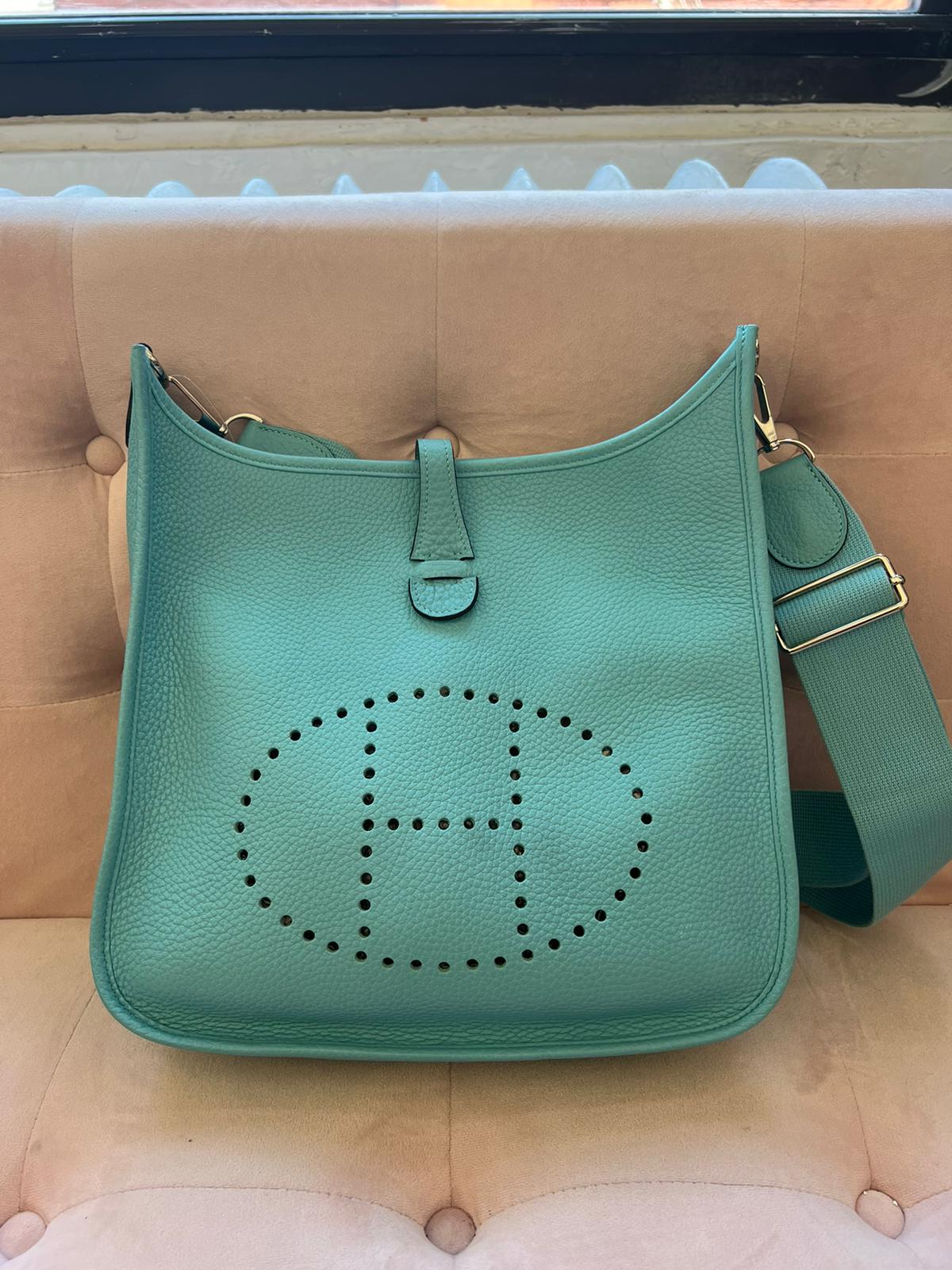 Hermes Evelyn PM Clemence Bleu Atoll Silver Hardware – LuxuryPromise