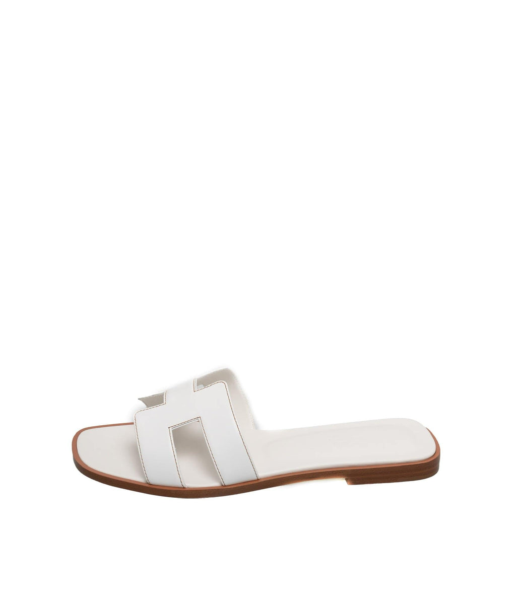 Hermes white oran sandals 38 – LuxuryPromise