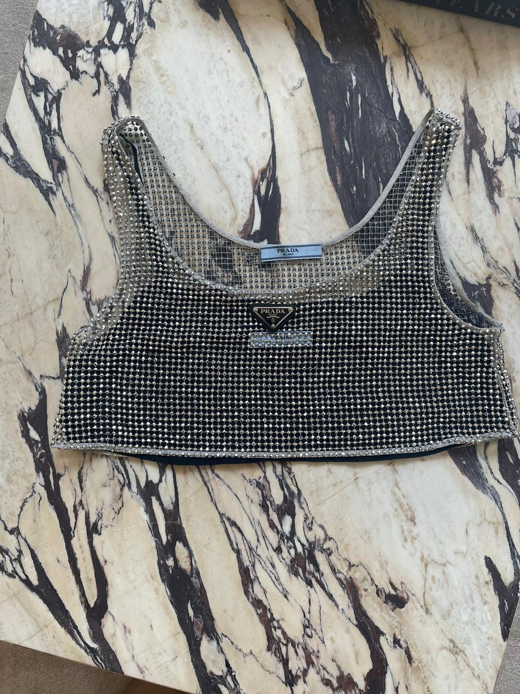 prada crystal crop top